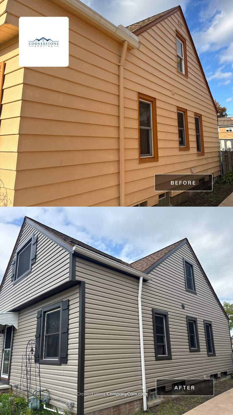 Full Exterior Siding and Awning Transformation in Parma by Cornerstone Roofing And Siding