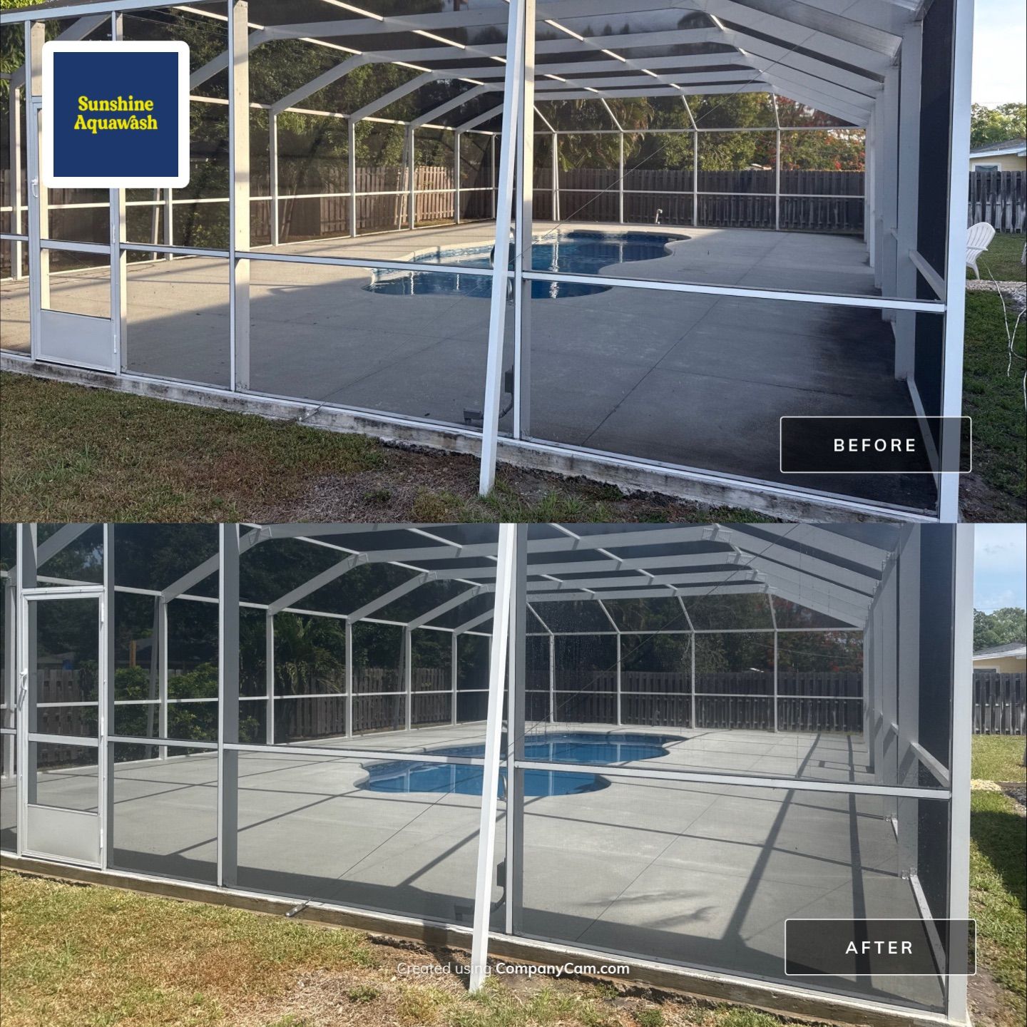 Painted Pool Deck & Pool Cage Cleaning in Allendale – Bradenton, FL by Sunshine AquaWash