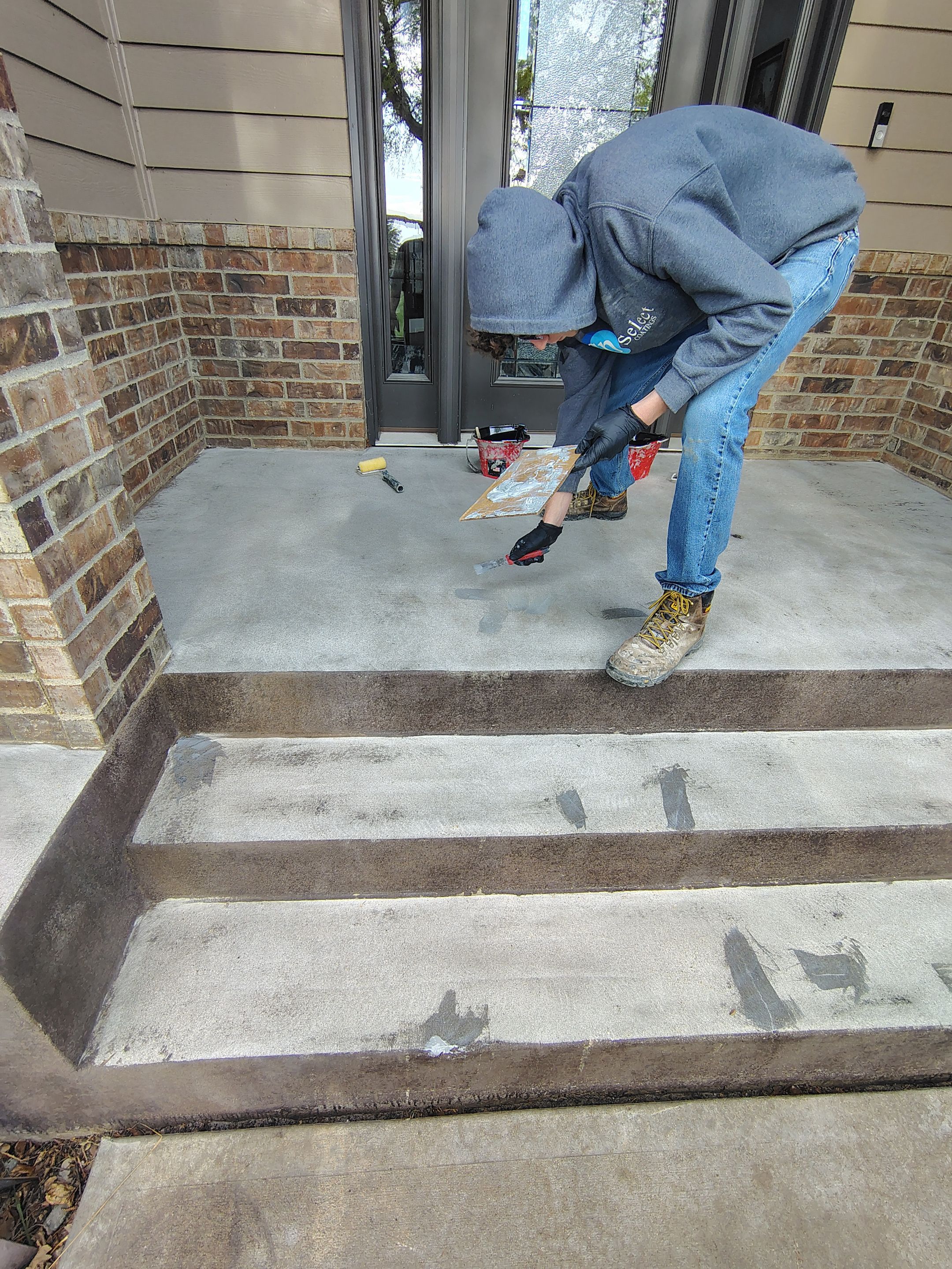 Front Porch Concrete Coating and Restoration in Harrisburg by Select Painting, Coatings & Garage Cabinets
