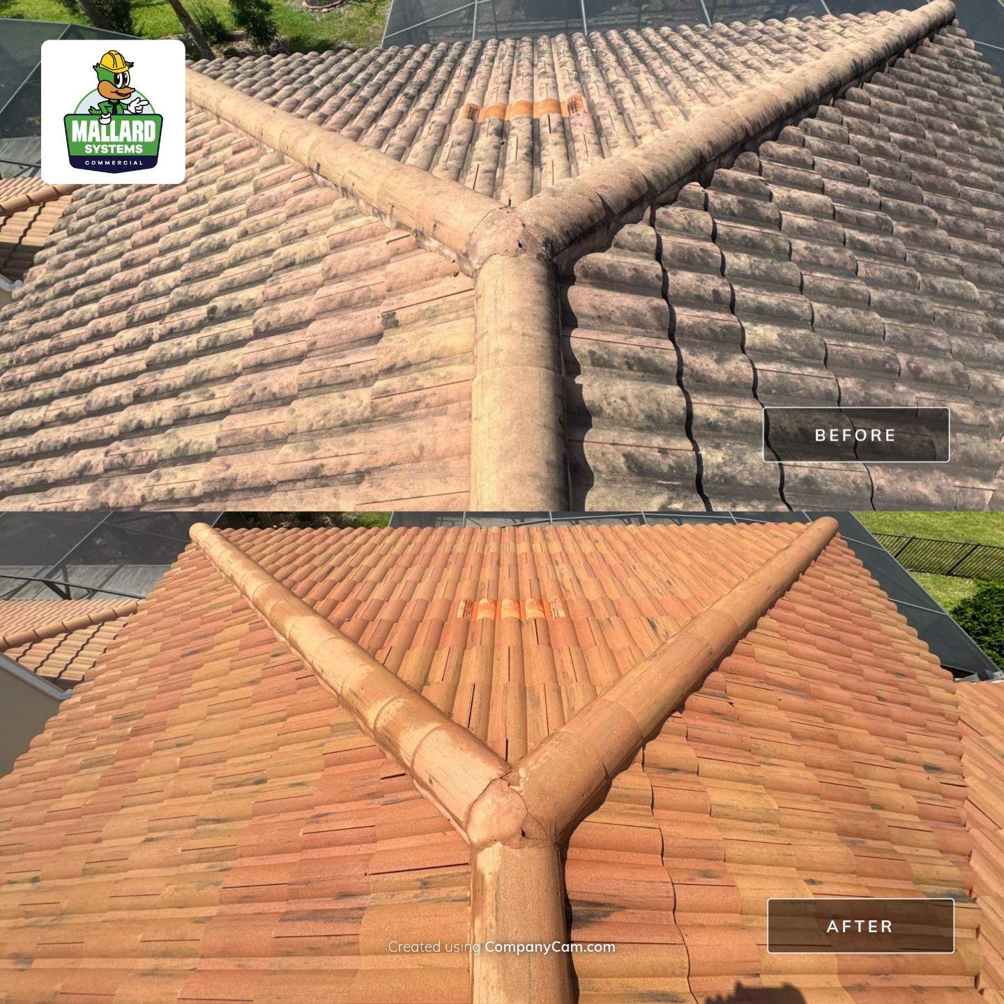 Barrel Tile Roof cleaning by Mallard Systems