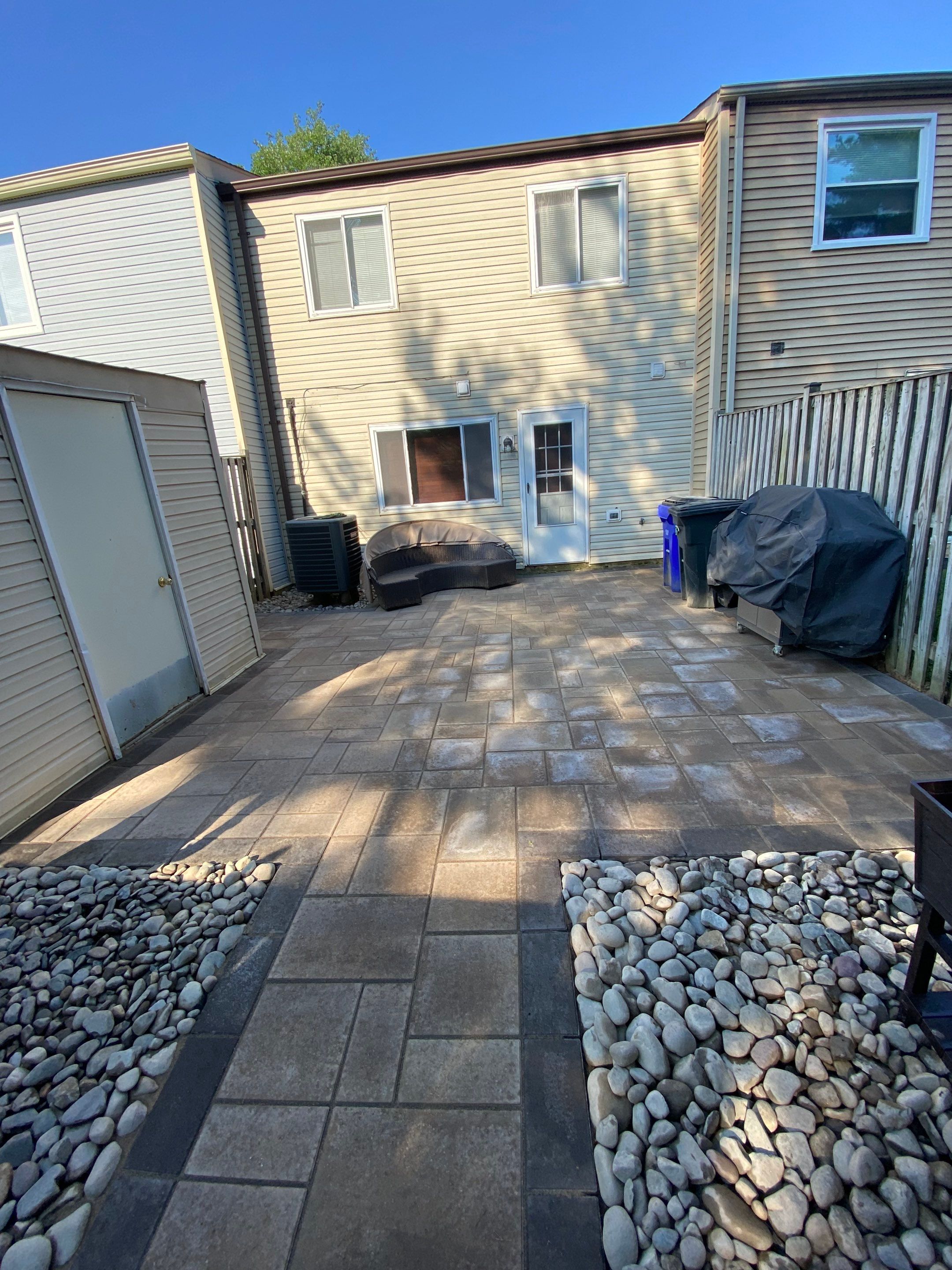 Backyard Transformation using Techo-Bloc Pavers by The Smet Companies, LLC