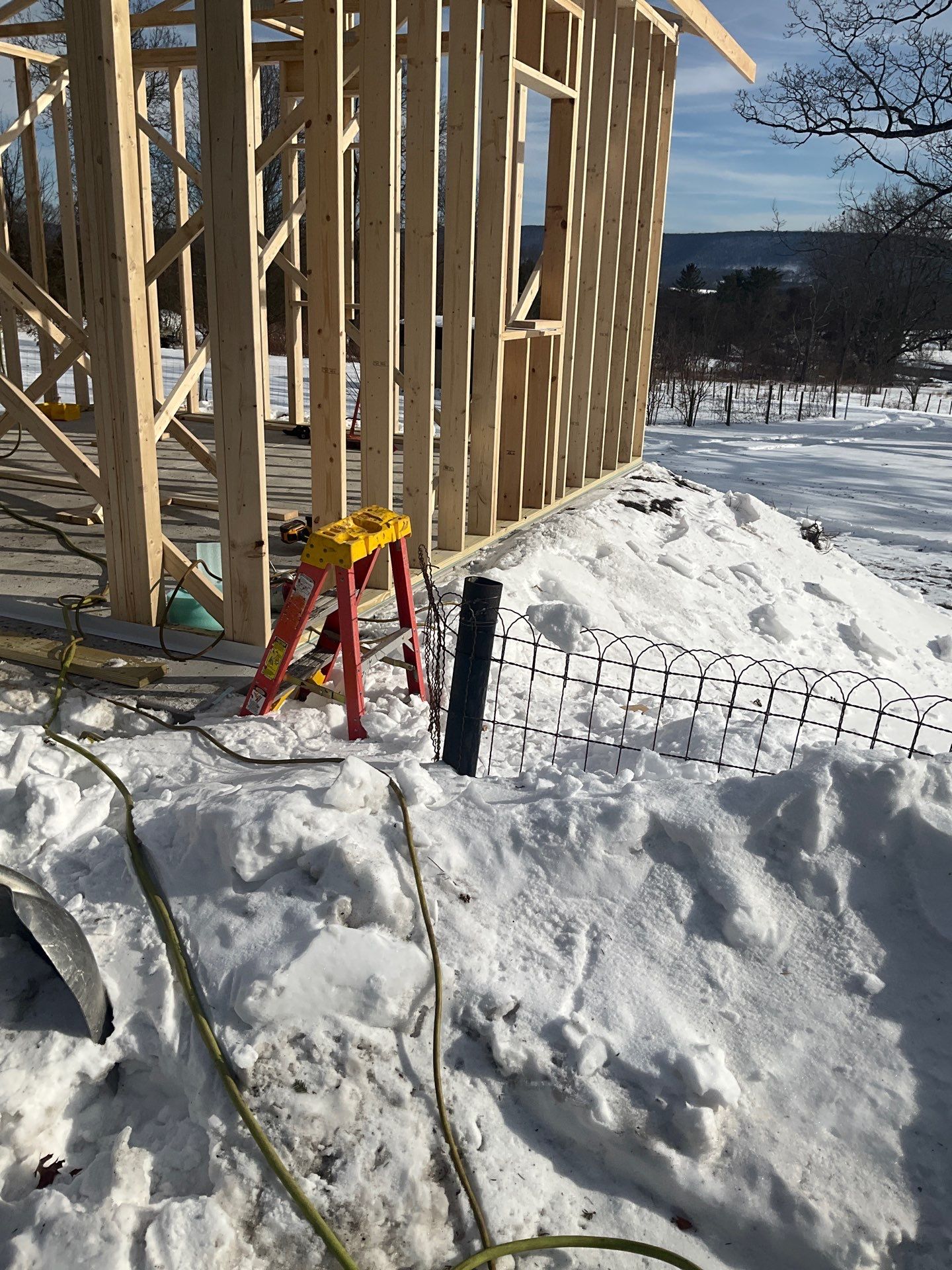 New Red Metal Garage Construction and Residential Window Replacement in Ashland by Esh Builders
