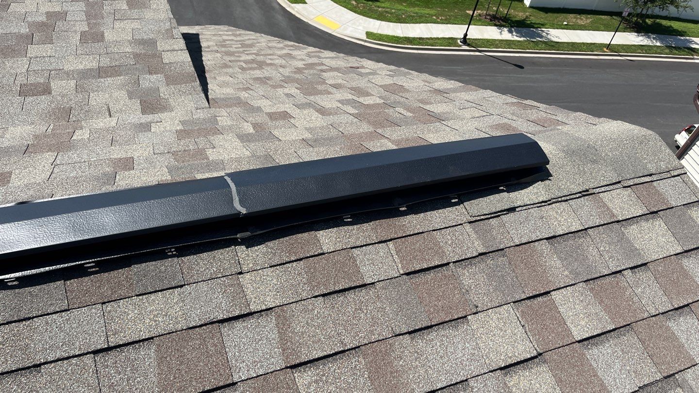Residential Roofing Repair using Certainteed Capping and Shingle Vent II Ridge vent by Frederick Roof Repair