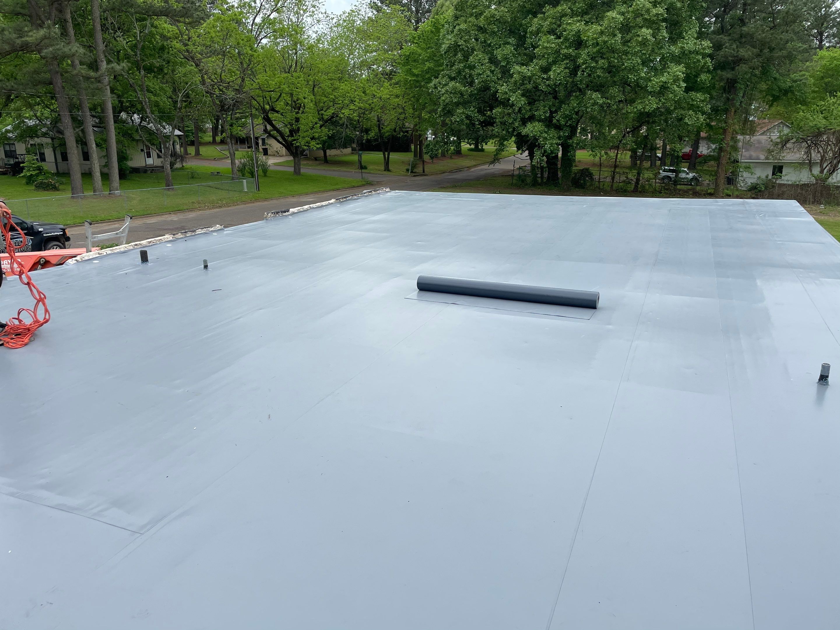 Commercial Roofing Installation using 50 mil PVC by Hostetler Roofing