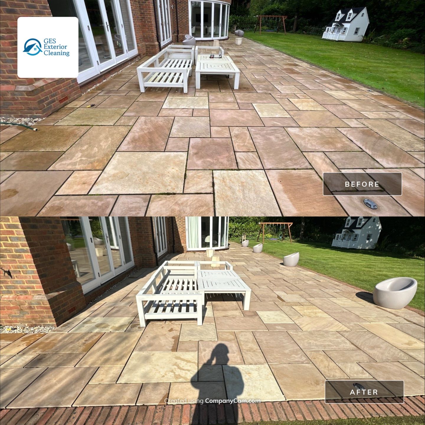 Roof Cleaning - Patio Cleaning - Stonework Cleaning using Honda 15lpm Low Pressure Washing Machine by Ges Exterior Cleaning ltd