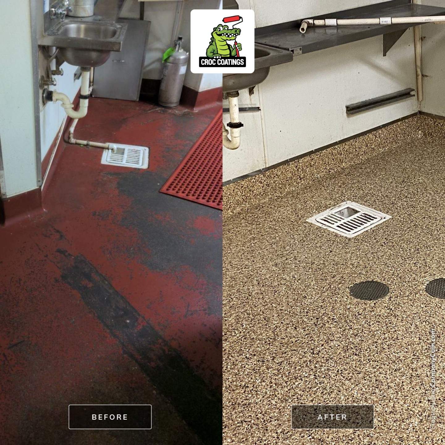 Commercial Floor Transformation using Penntek Evolution System by Croc Coatings, LLC