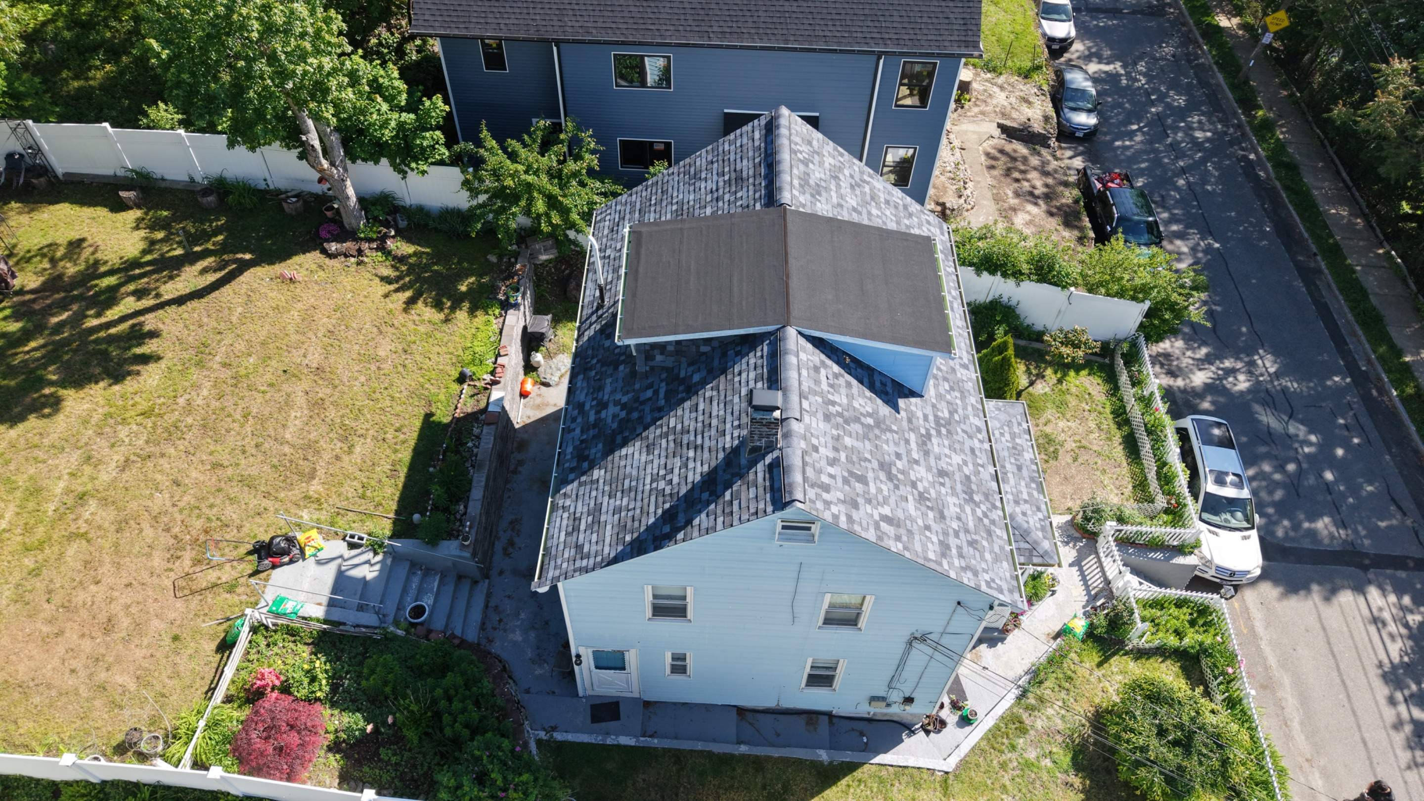 Full Roof Replacement in Dedham, MA – Owens Corning Duration Designer, Pacific Wave with EPDM Flat Dormer by JOHNNYS PRO