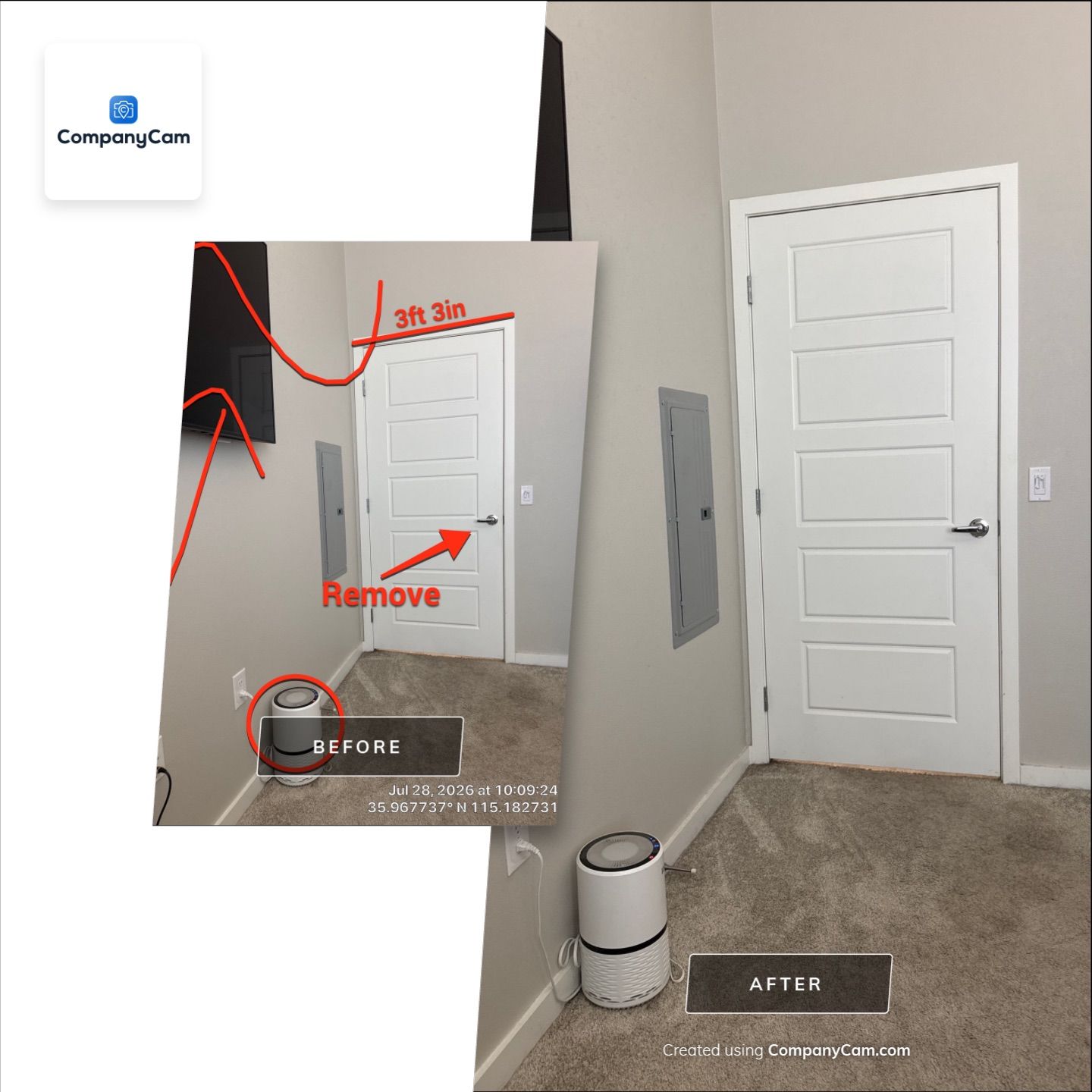 Interior Media Wall and Door Installation in Las Vegas by CompanyCam Sales Demo