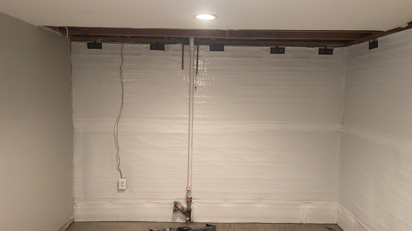 Embedded Fiber Reinforcement and Basement Waterproofing using GrateDrain Waterproofing System by Toledo Basement Repair