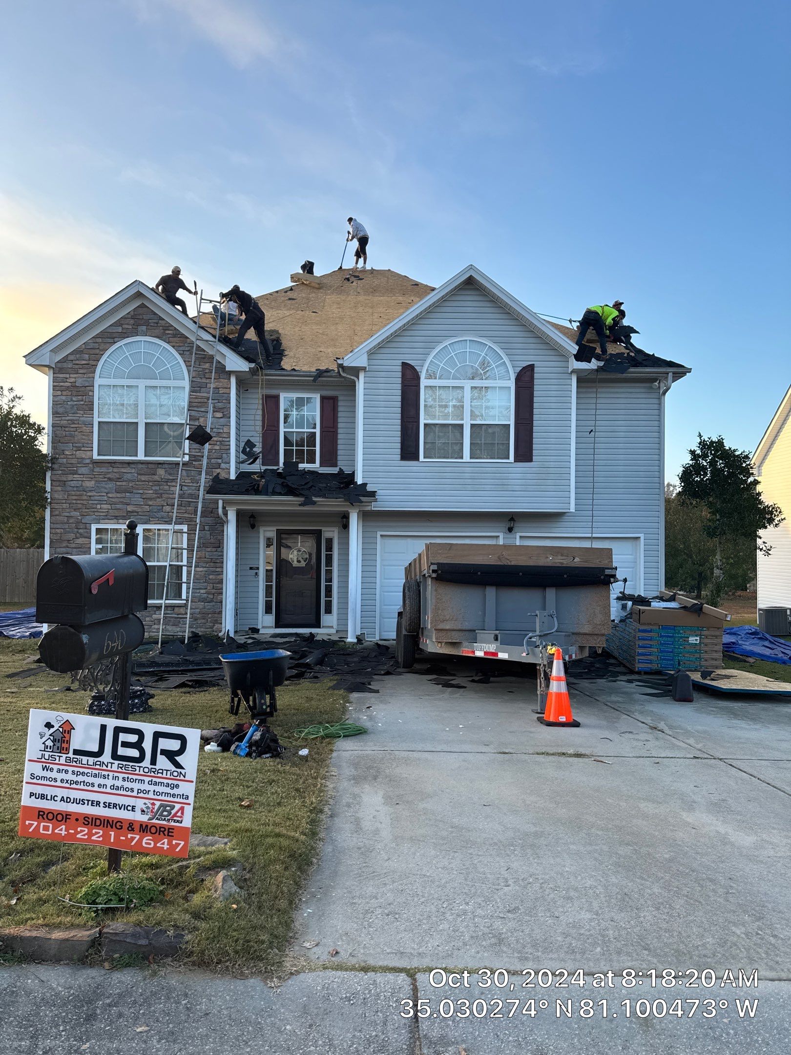 Roof replacement by hail damage by Just Brilliant Restoration JBR
