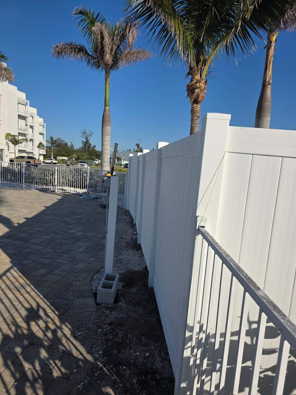 White Aluminum Railing Installation for Commercial Property in Port Charlotte by True Fence LLC