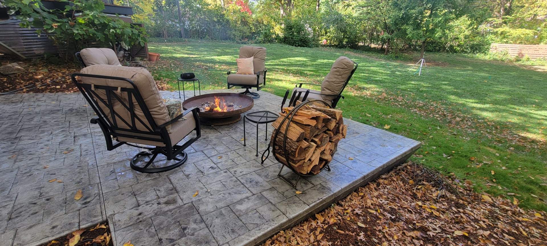 Back Yard Cantilivered Patio by LAND ESCAPES LLC