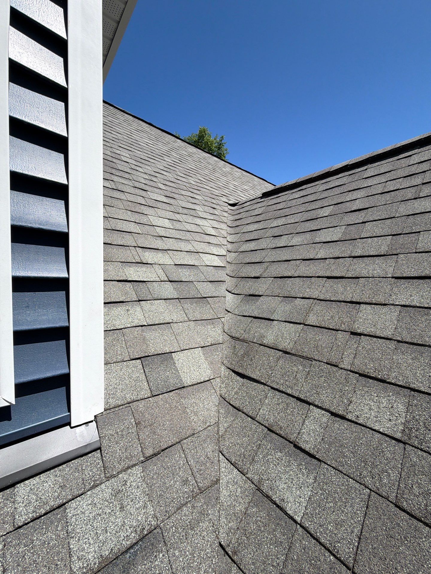 Gloucester Exterior Overhaul with Navy Blue Siding and New Roof by Cade Construction