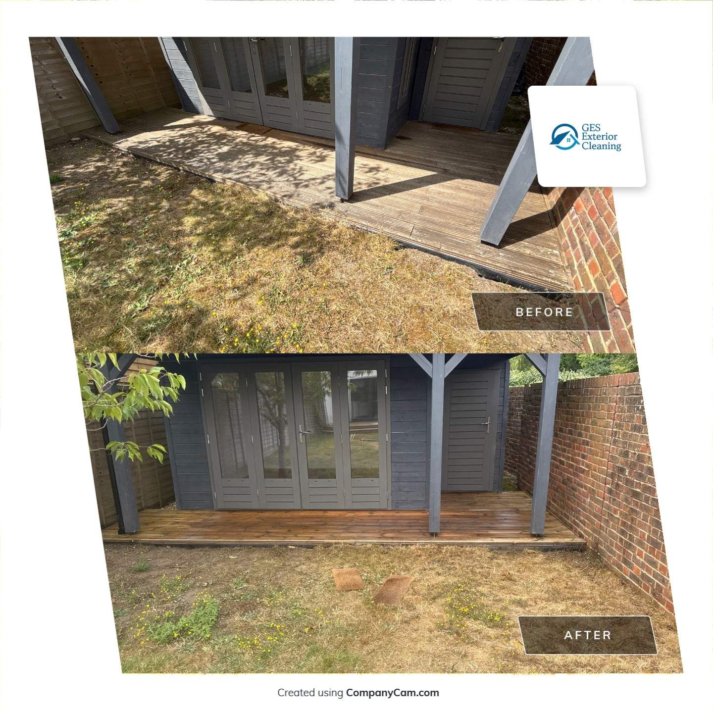 Timber Deck Restoration and Render Cleaning in Send, Surrey by Ges Exterior Cleaning ltd