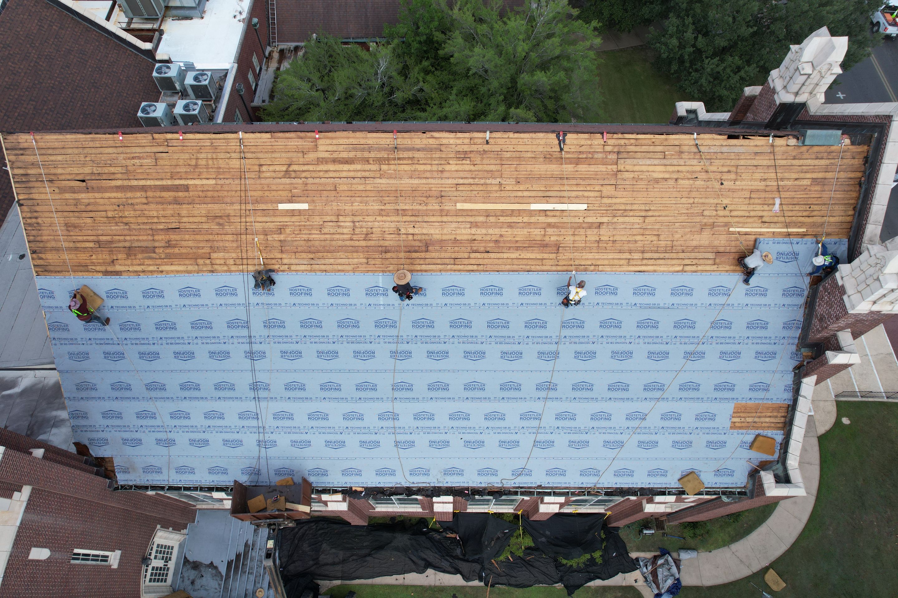 Commercial Roof Replacement using Malarkey Vista Shingles and 50 mil PVC by Hostetler Roofing
