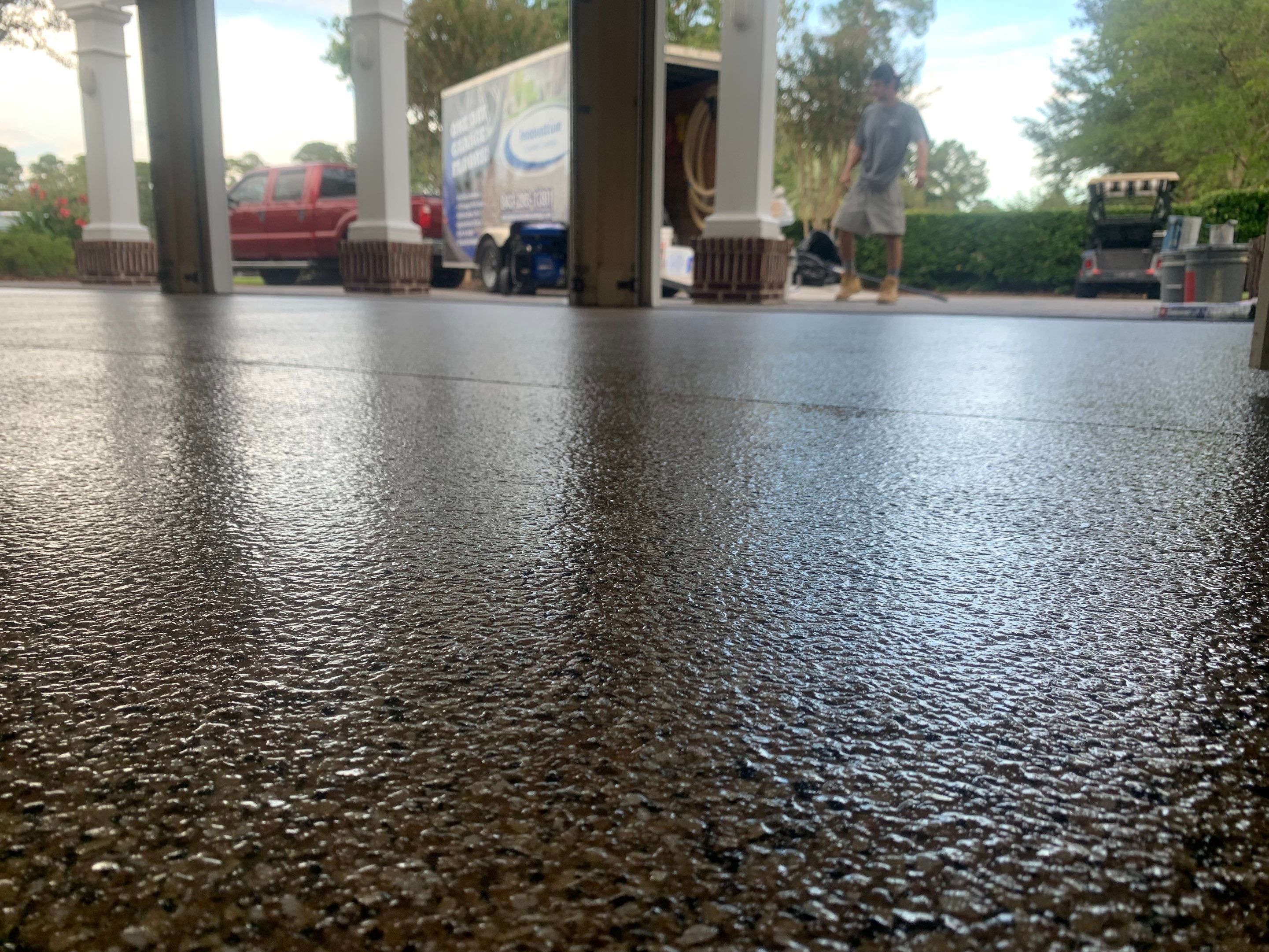 Garage TransFLOORmation using Sandstone by Innovative Concrete Coatings 
