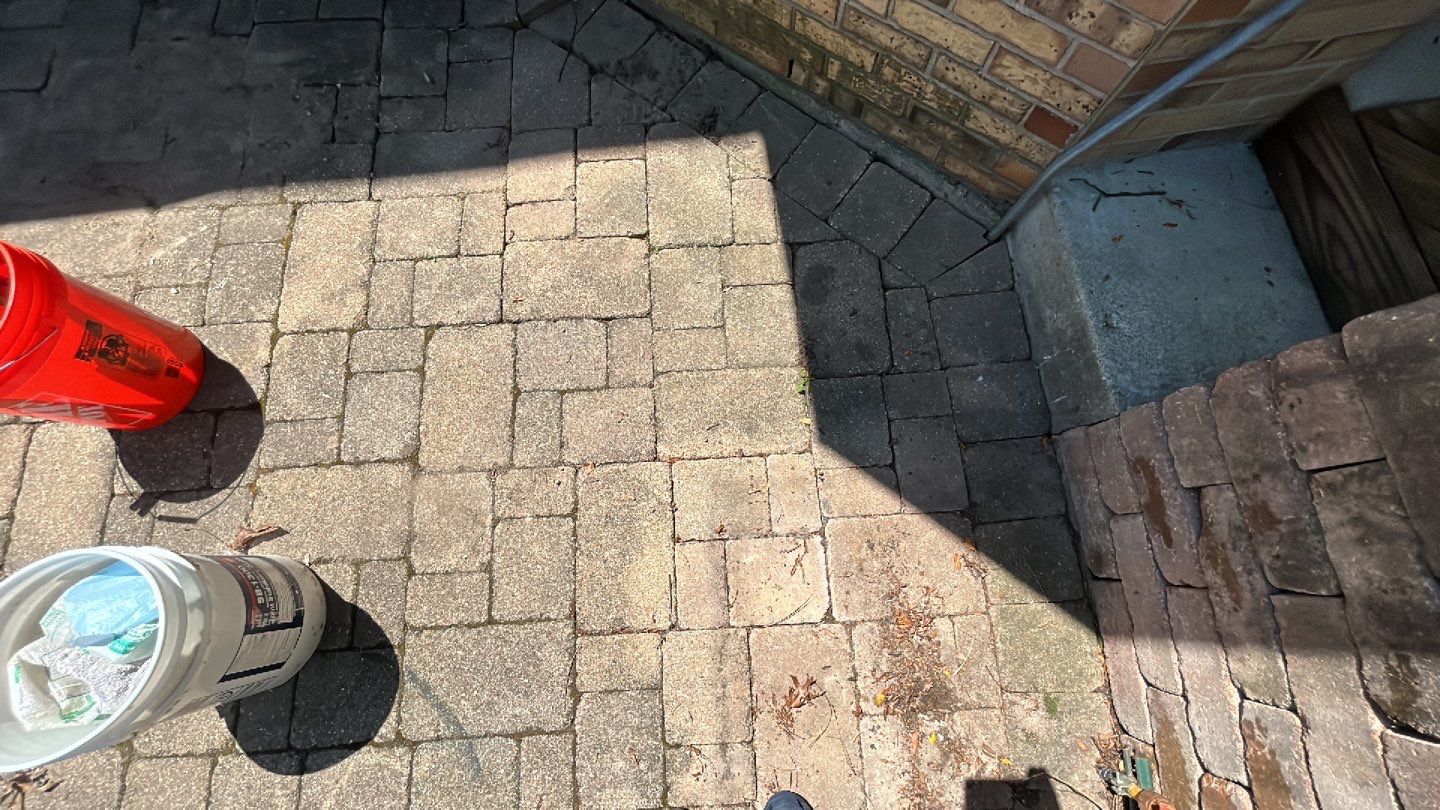 Brick paver clean, sand and seal.  using Algaecide, soft wash soap by Northern Power Washing LLC.