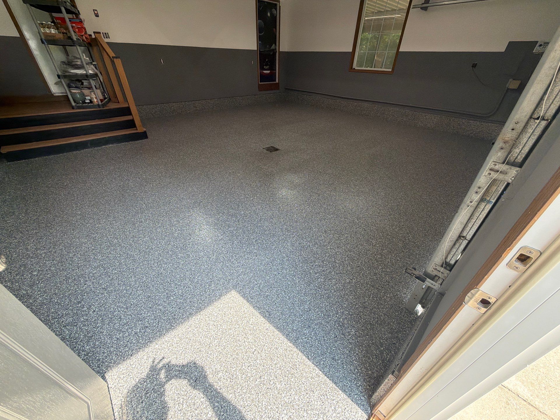 Weathered Gray Epoxy Flake Floor Installation in Muskegon by Gordon Painting