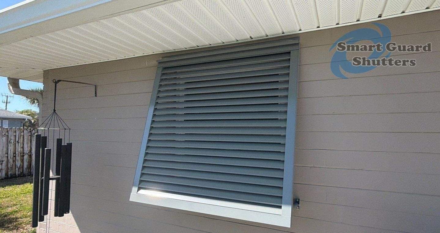 Decorative Bahamas in Mouse Gray by Smart Guard Shutters