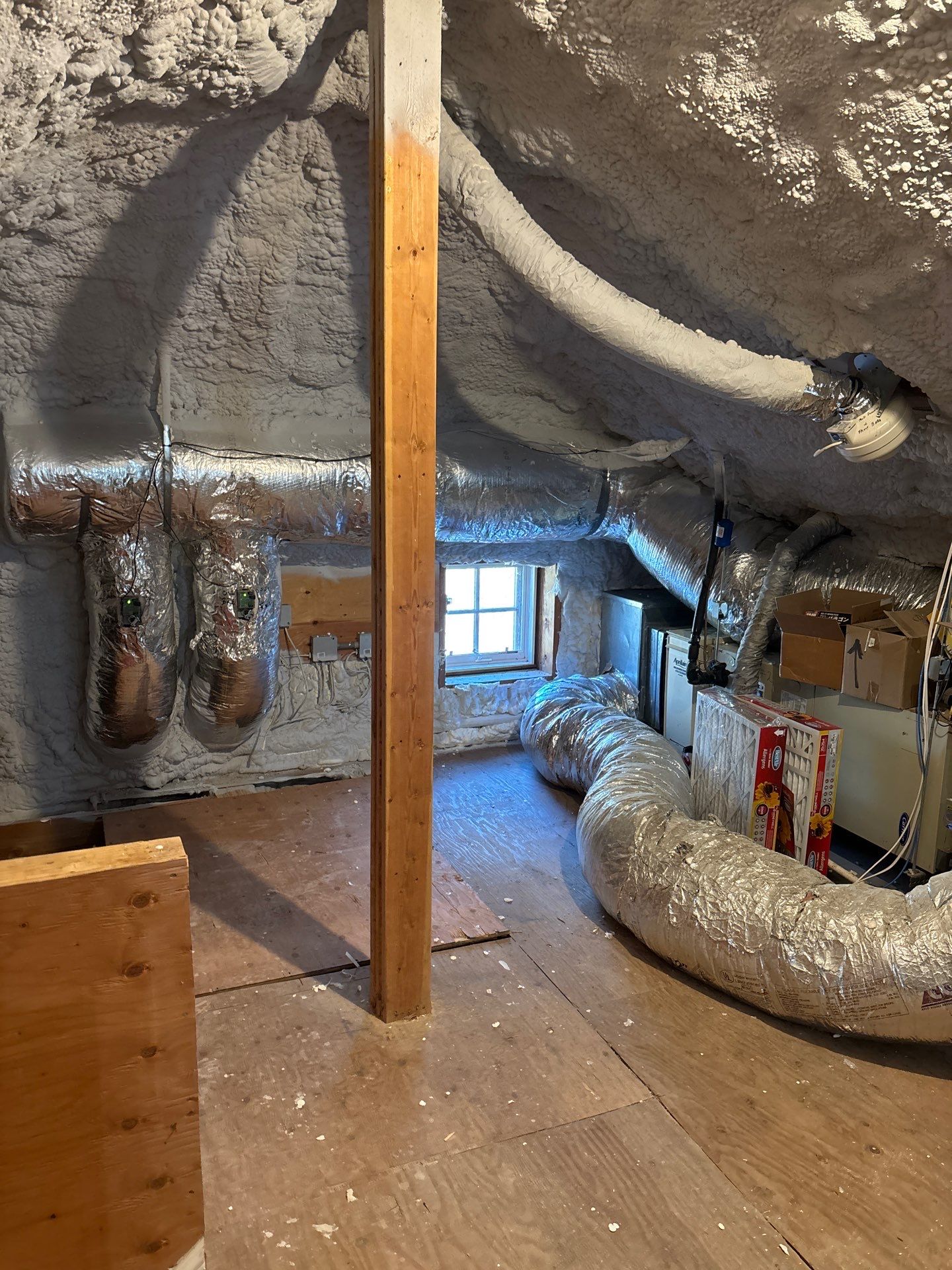 Attic Insulation using open cell spray foam by NYS Foam & Energy