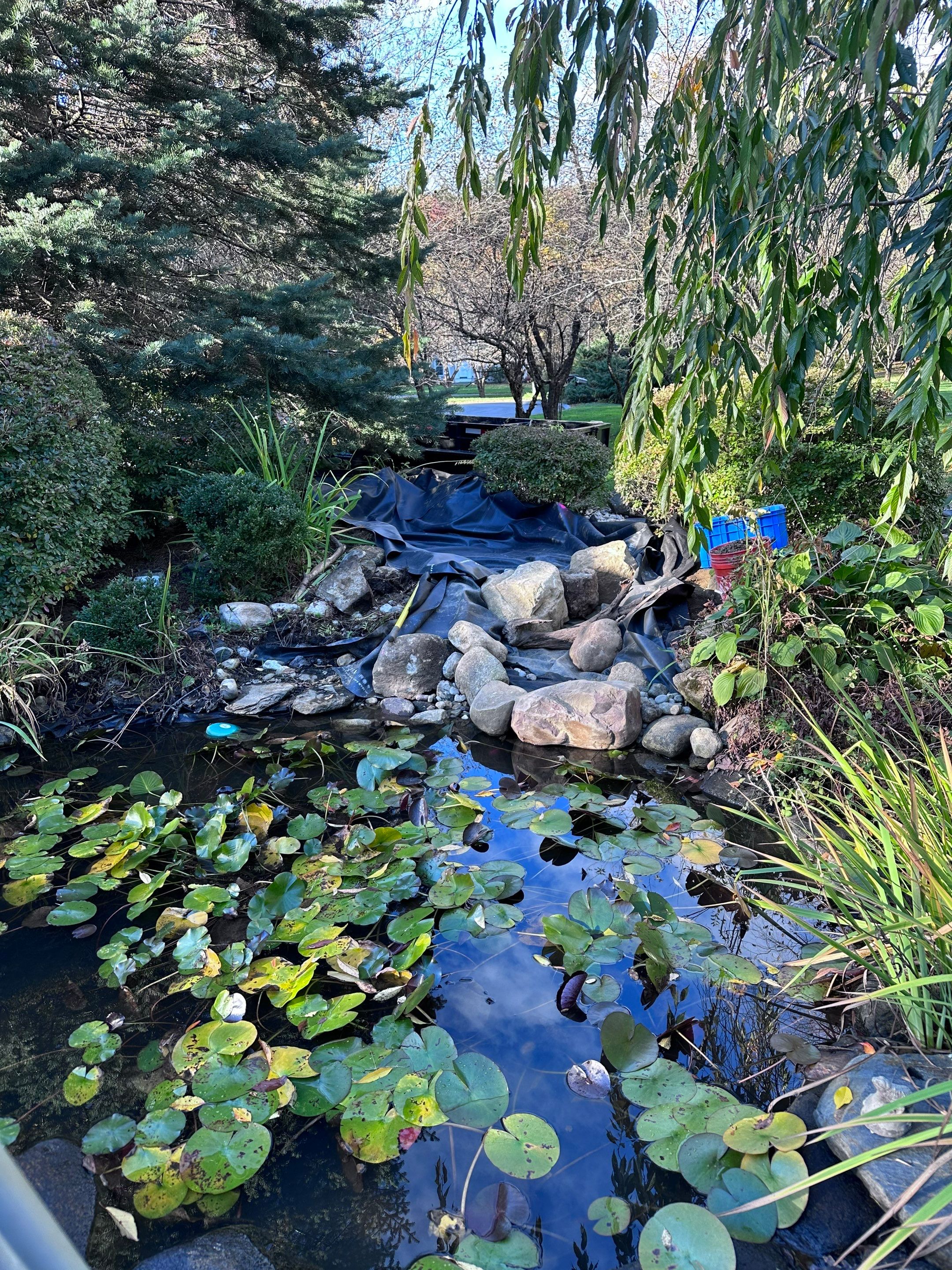 Waterfall Rebuild in Amherst by Wicked Water Gardens