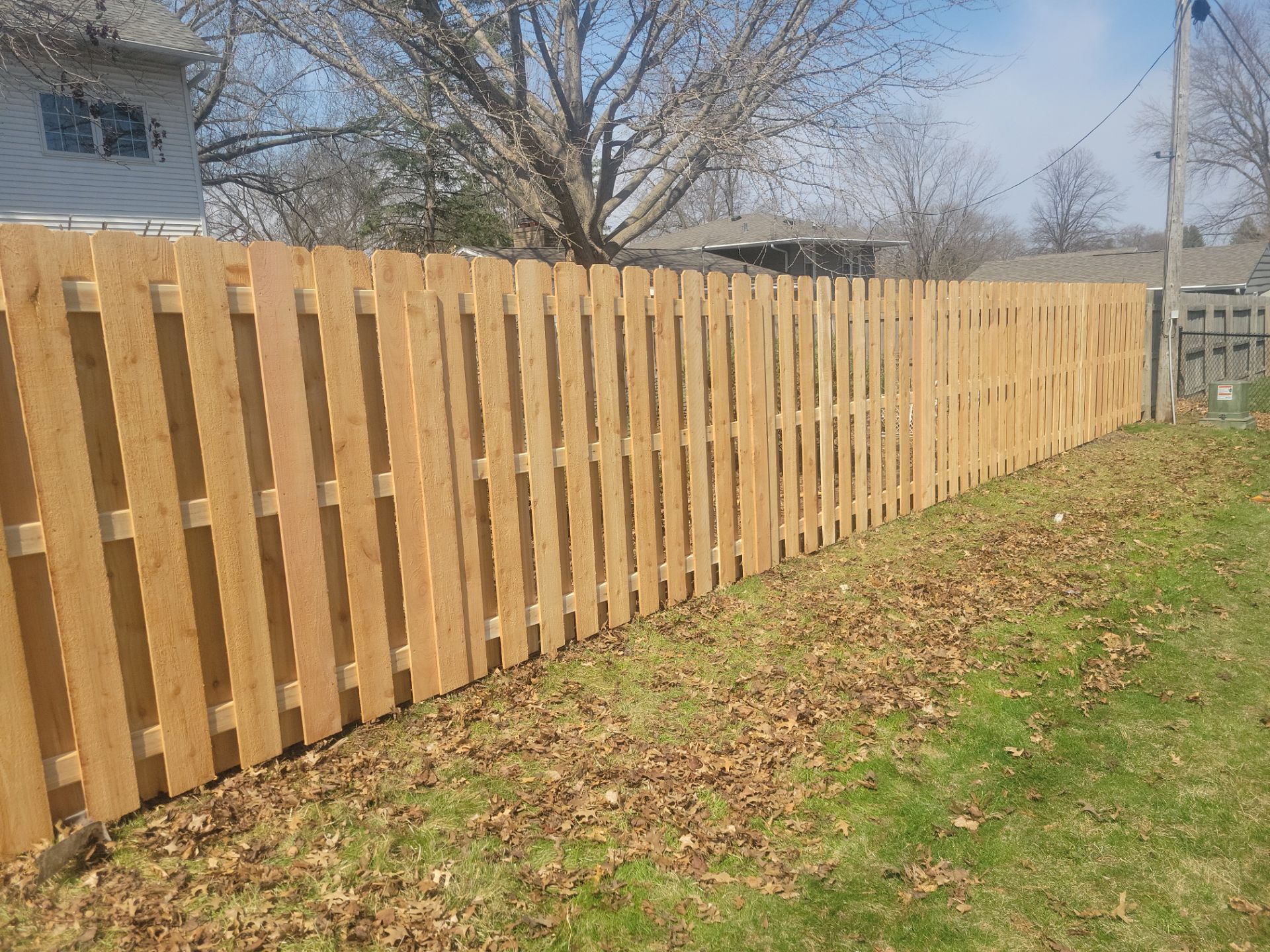 Cedar Shadowbox Wood Privacy Fence Installation in Cedar Falls by Perfect Picket Fence and Stain