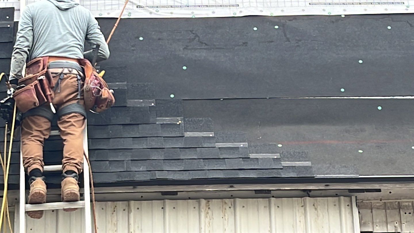 Barn Roofing Installation using GAF Timberline HDZ Charcoal by Nitro Roofing and Construction