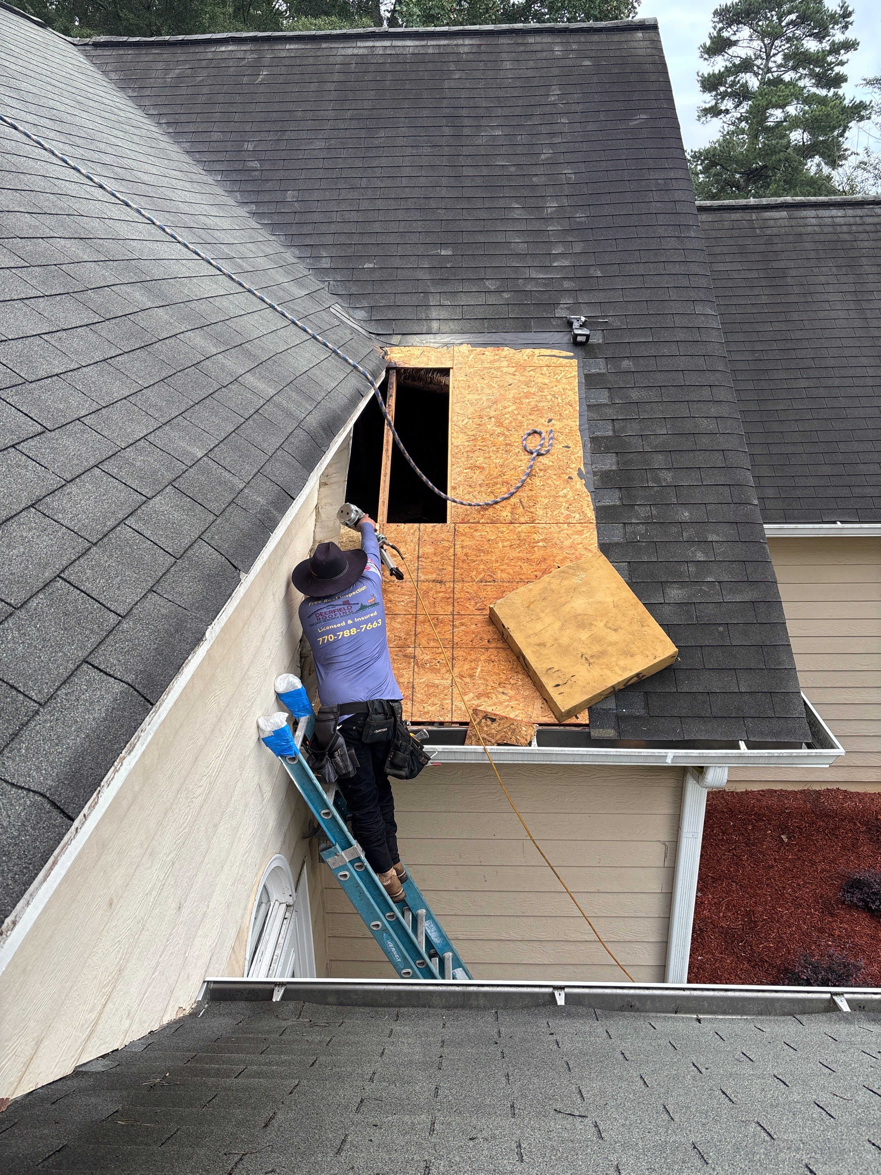 Roof repair by Deerfield Roofing LLC