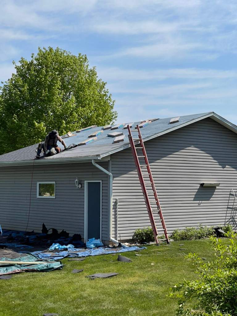 Residential Roofing Installation using Certainteed Landmark Moire Black by MODERN EXTERIOR SYSTEMS