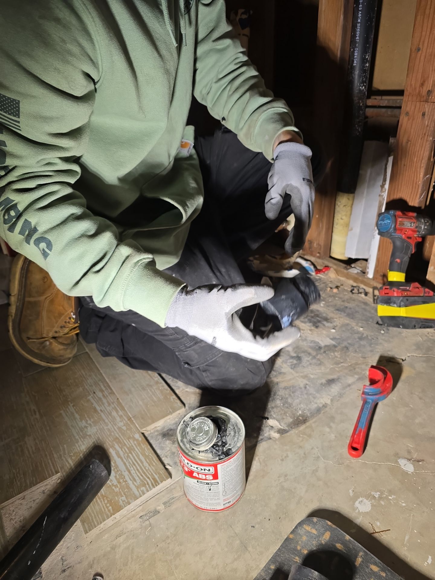 Shower Tub Installation with Underground Plumbing by Us Plumbing 
