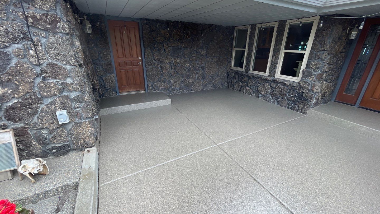Patio Transformation using Rockford 1/8" Flake by Croc Coatings, LLC