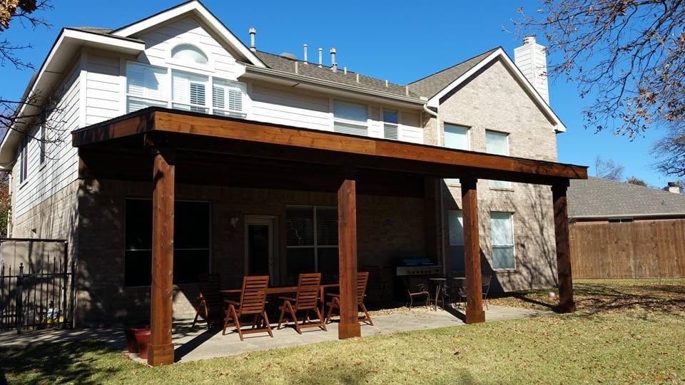 Beautiful Patio Cover Installation for a current Client by First United Roofing & Construction