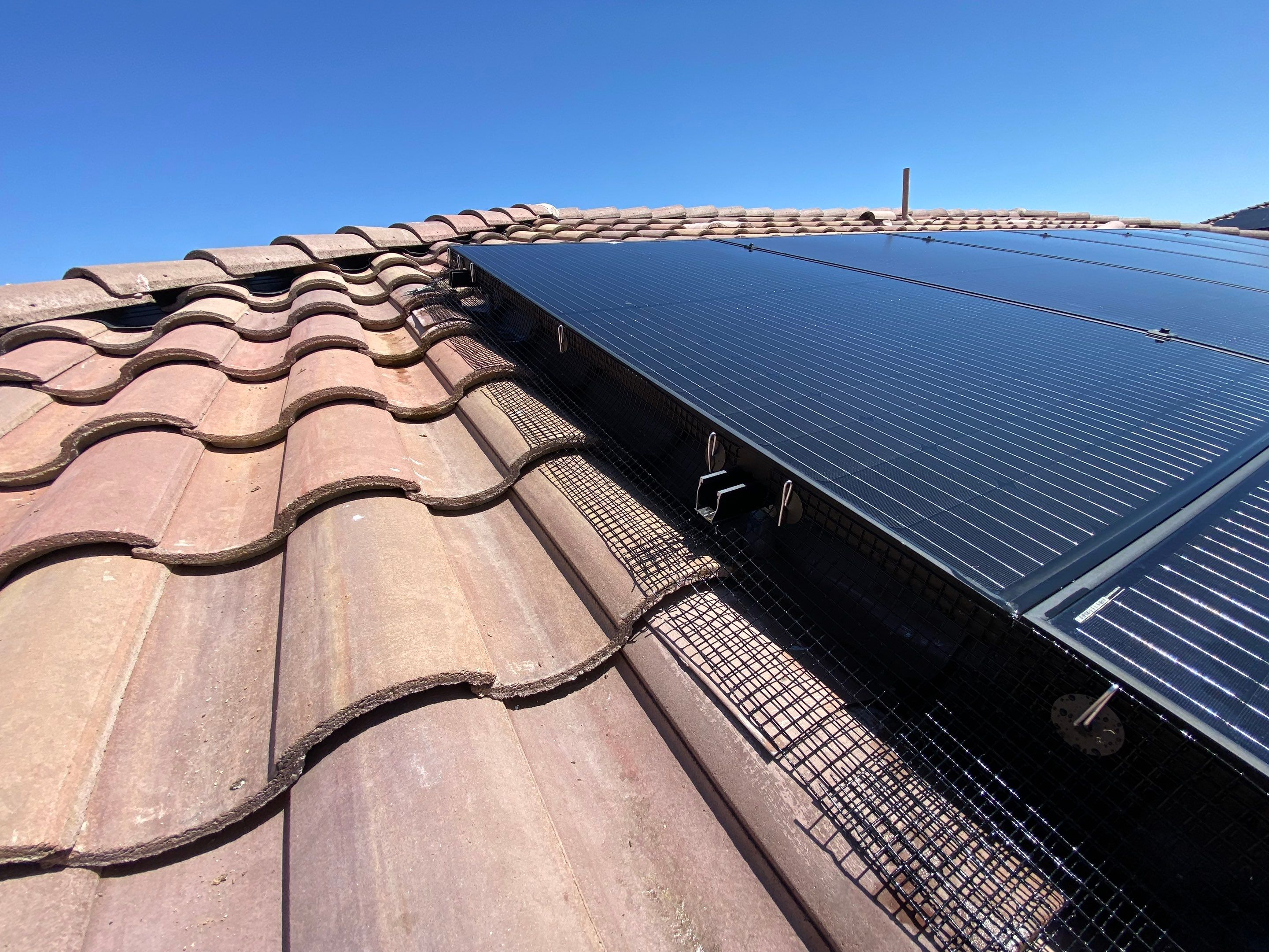 Bird Proofing Project in Victorville Ca by Palm Coast Solar Cleaning
