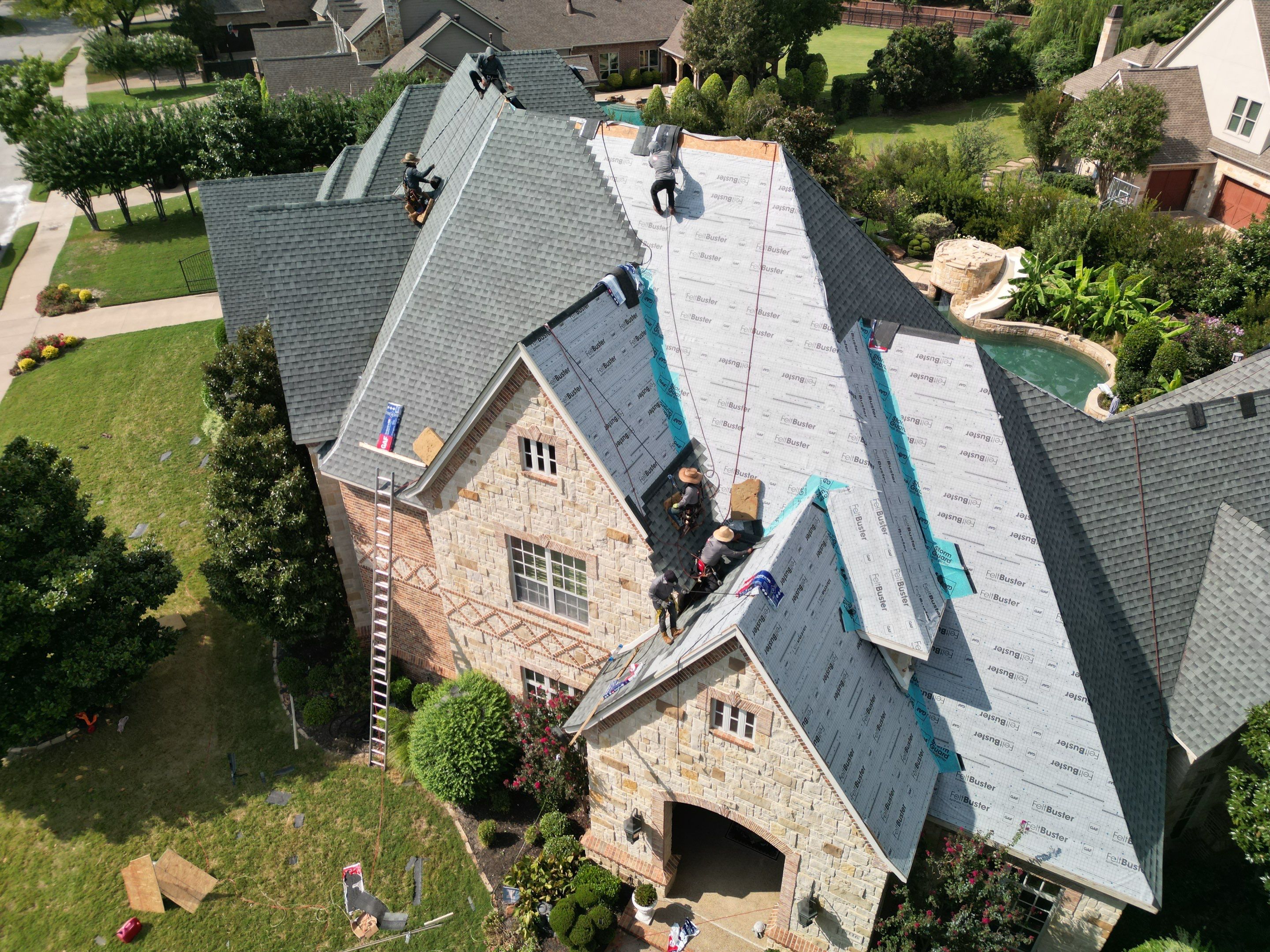 Southlake Texas Estate - Roof, Copper Awning and Gutter Project by First United Roofing & Construction