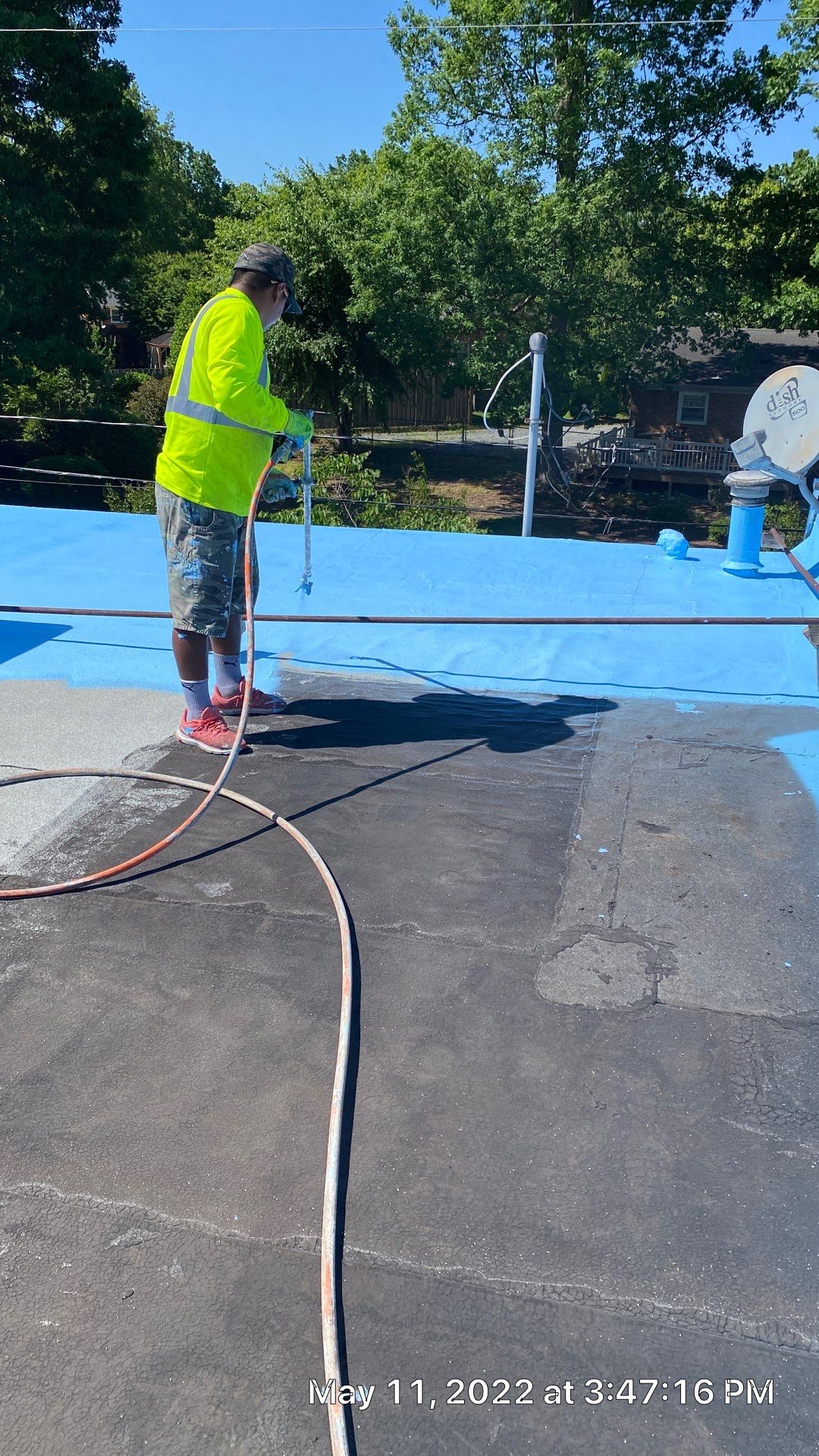 Commercial Roof Coating using Fiberseal basecoat and Silicon Topcoat by Just In Time Roofing and Restoration