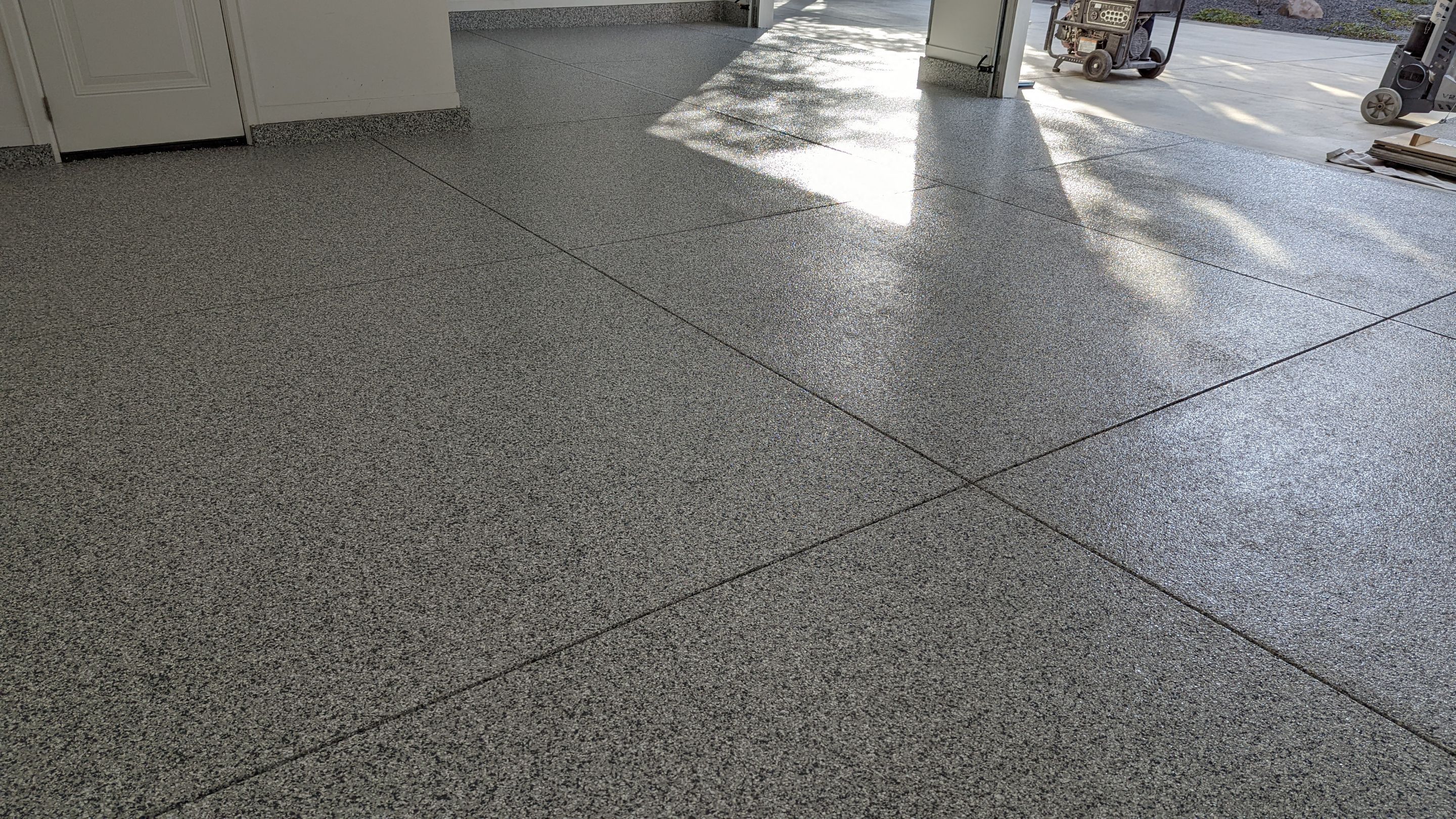 Garage Transformation using Slate Stone by Croc Coatings, LLC
