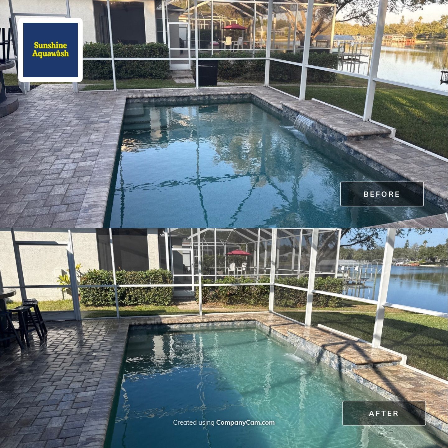 Paver Pool Deck Cleaning & Pool Cage Cleaning in River Point of Manatee – Bradenton, FL by Sunshine AquaWash