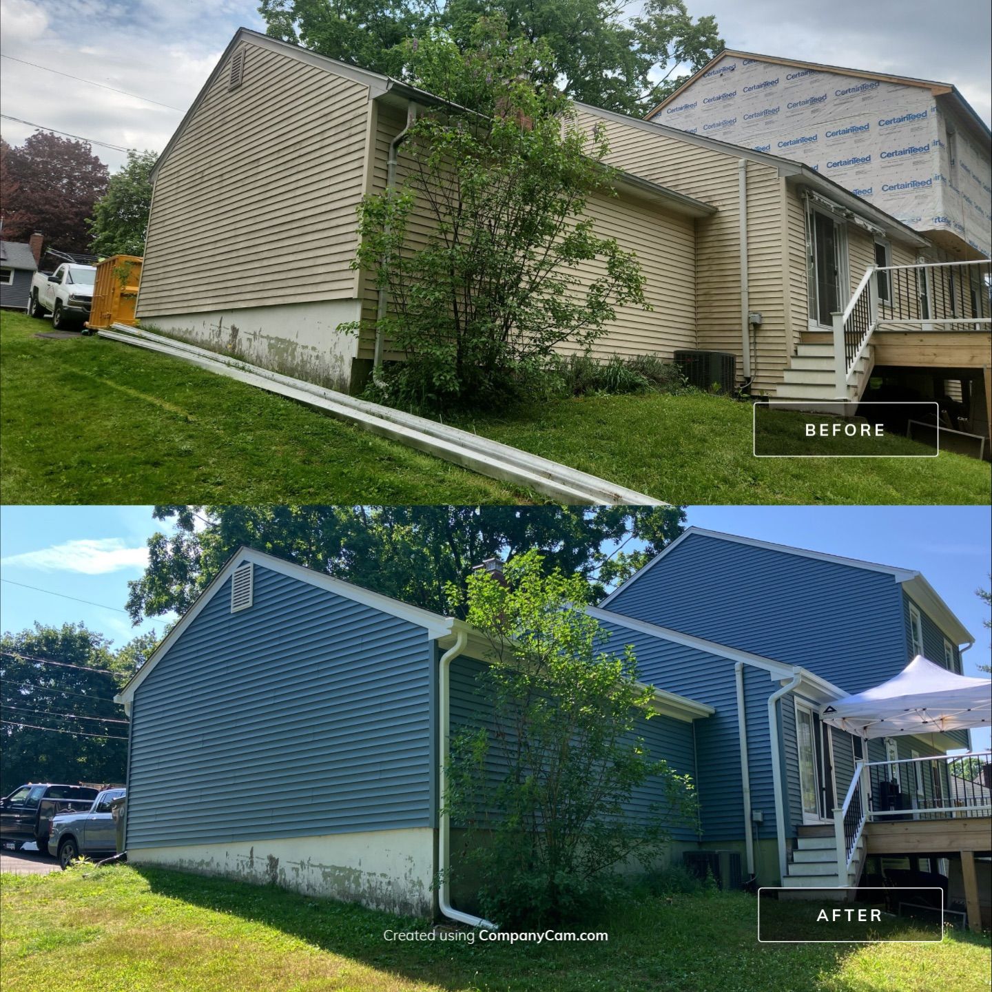 Fresh Siding Rejuvenation with Cert Monogram D/4 x 12'6" clapboard, Wedgewood Blue by DiGiorgi Roofing and Siding Inc