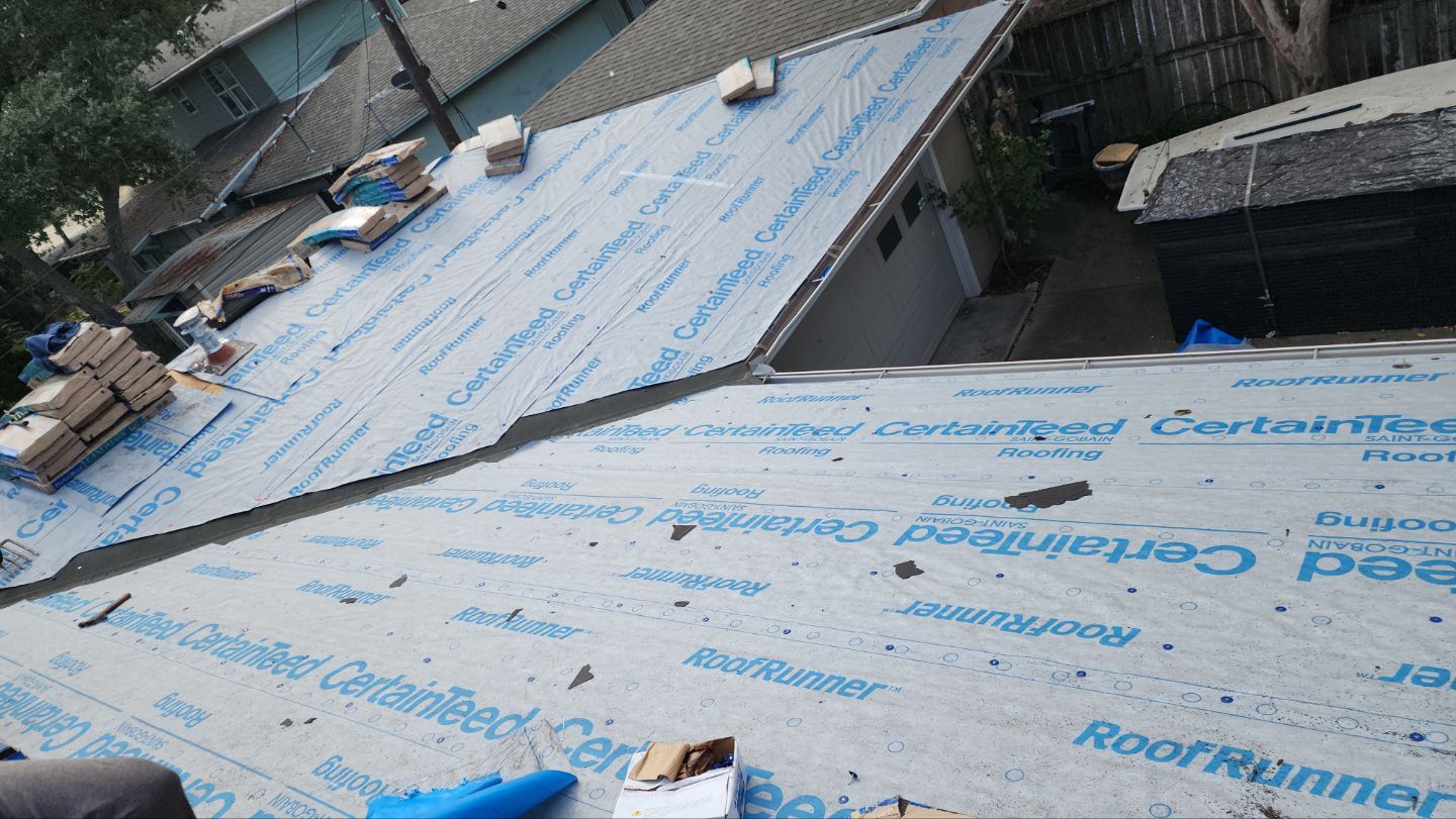 Residential Roofing Installation using Certainteed Landmark Moire Black by Galvan Roofing and Construction
