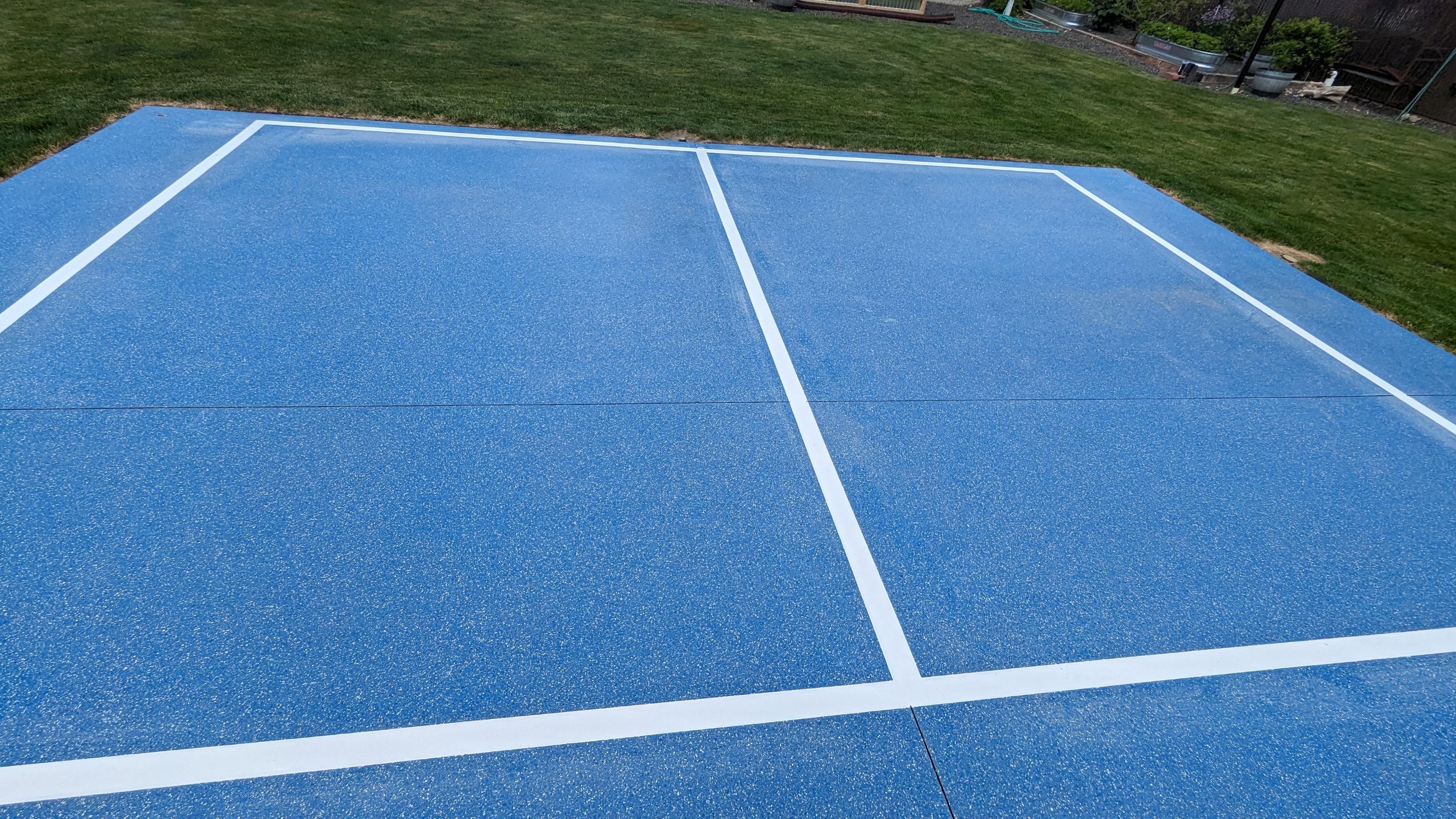 Sports Court Transformation using Ocean Hybrid by Croc Coatings, LLC