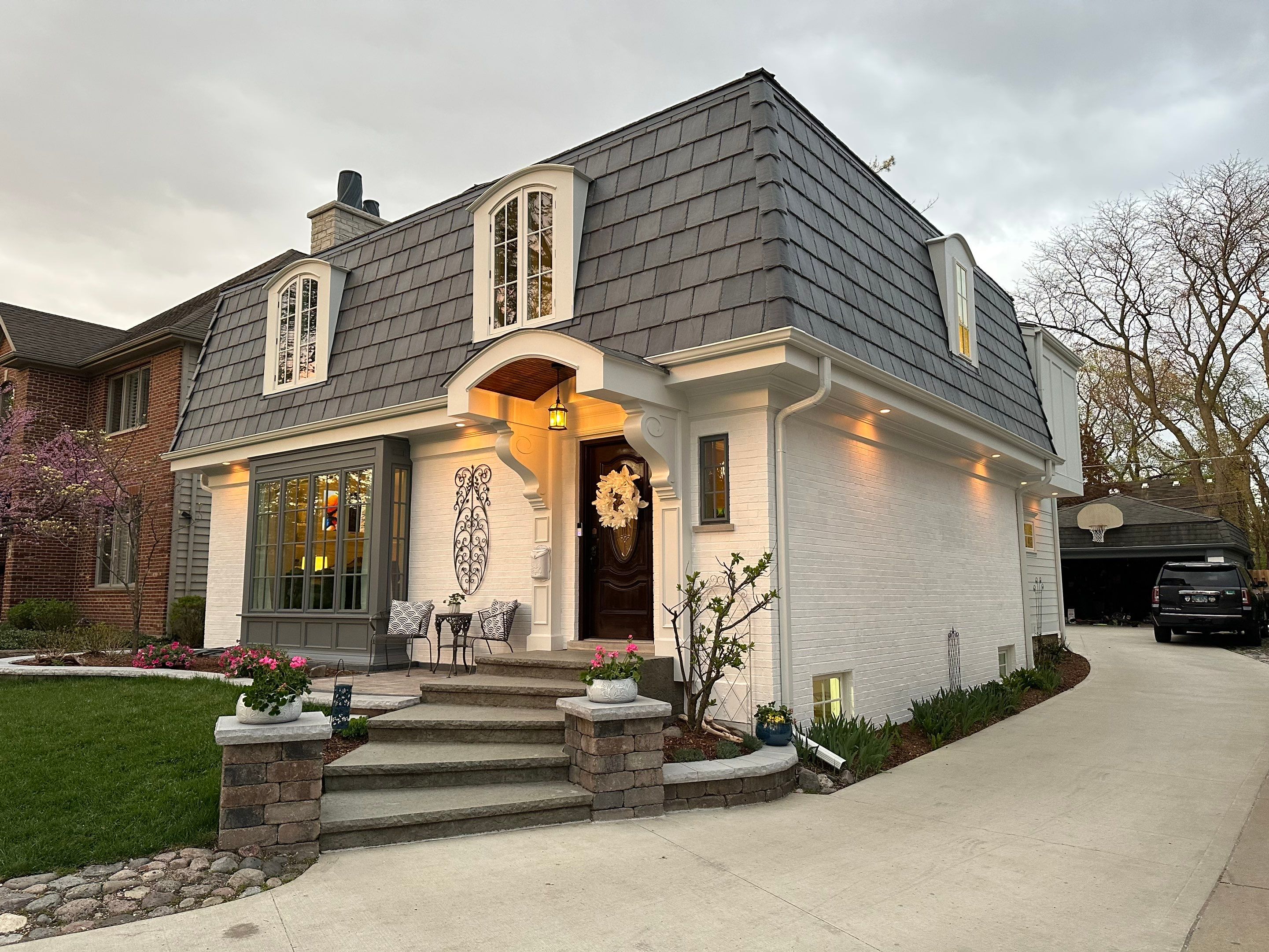 Elmhurst Home Exterior Renovation with Hardie Siding and New Portico by Great American Exteriors