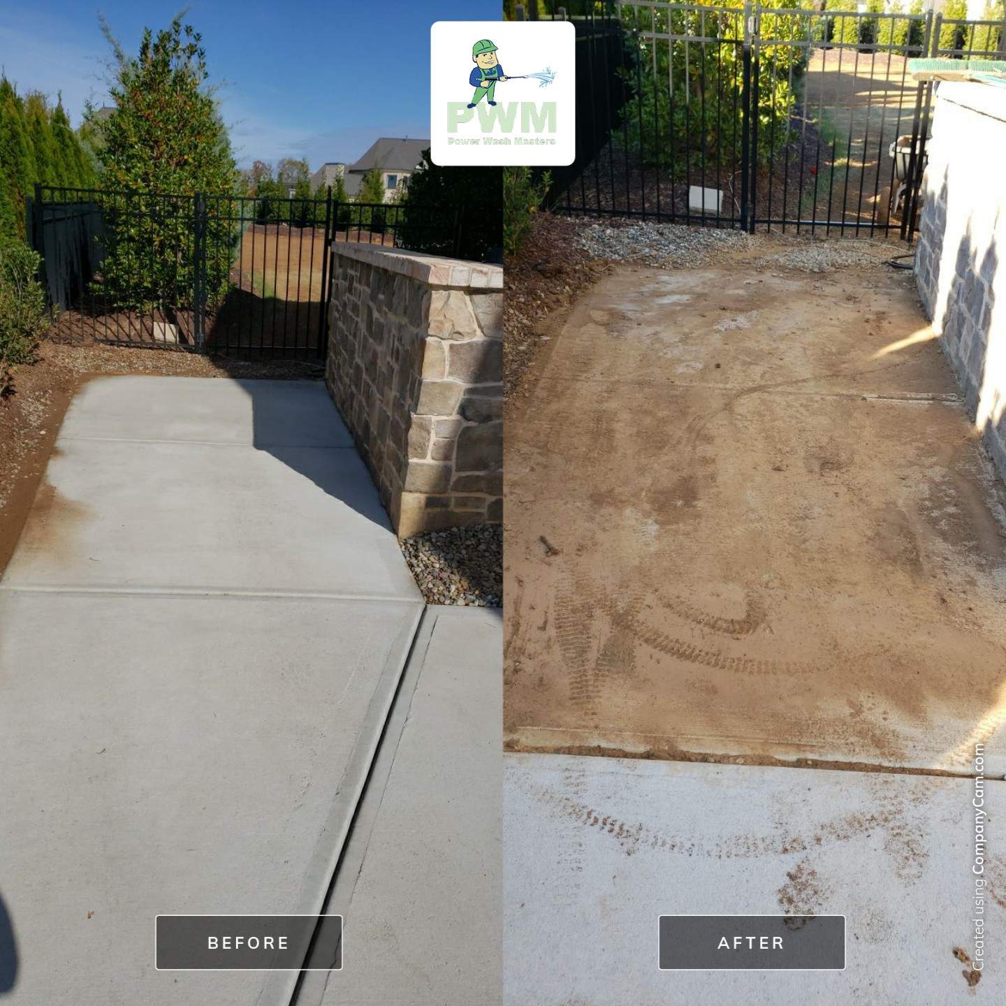Driveway Clean using cleaner by Power Wash Masters LLC