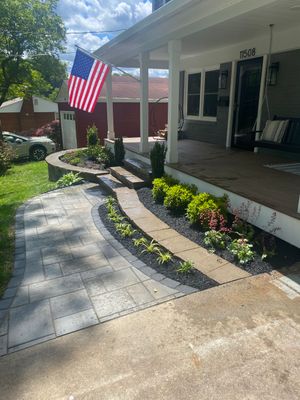 Retaining wall, walkway, small patio and landscape install 