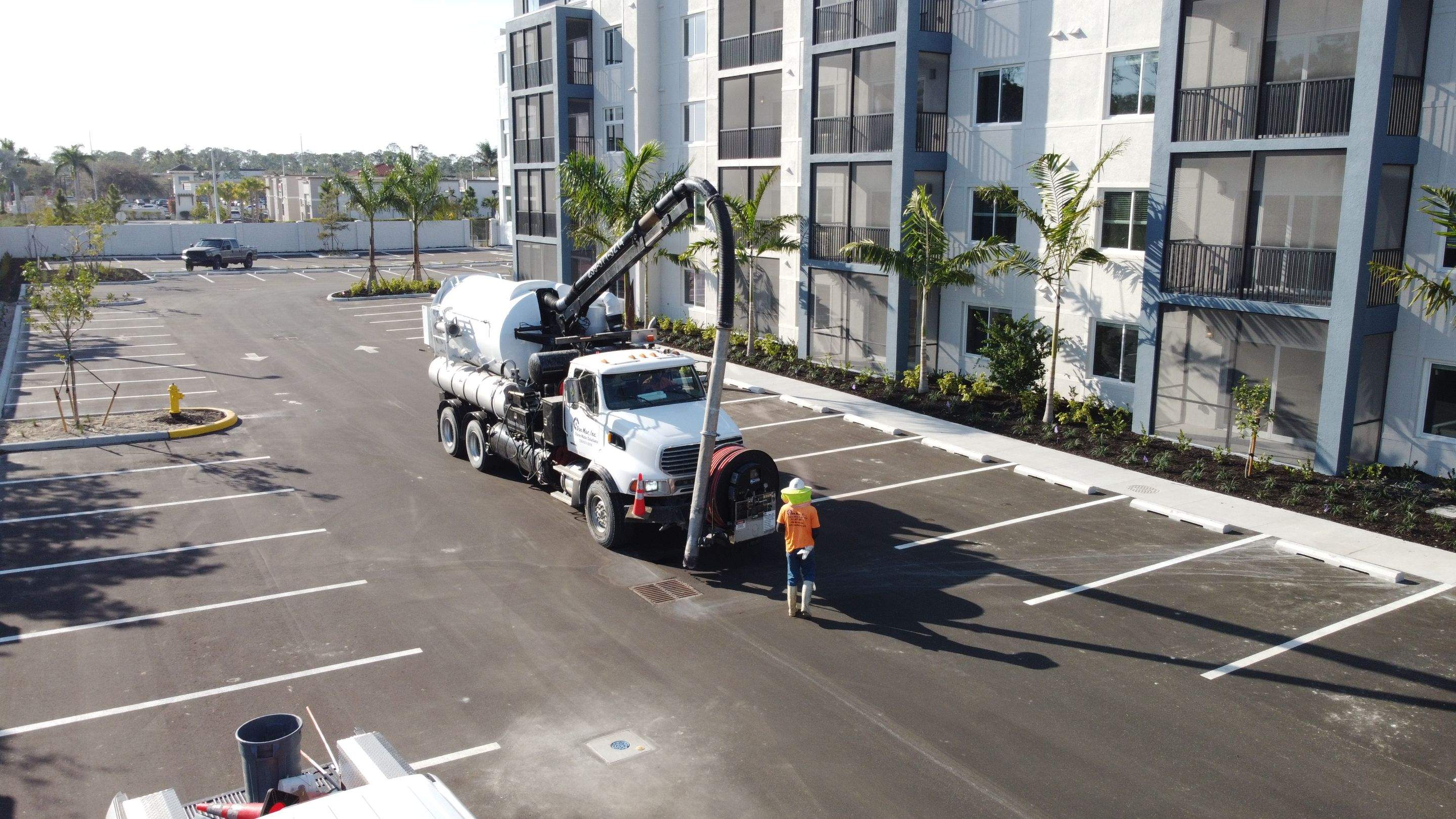 New Construction Apartment Complex Stormwater System and Sewer System Cleaning by Don Mar, Inc. Storm Water Solutions