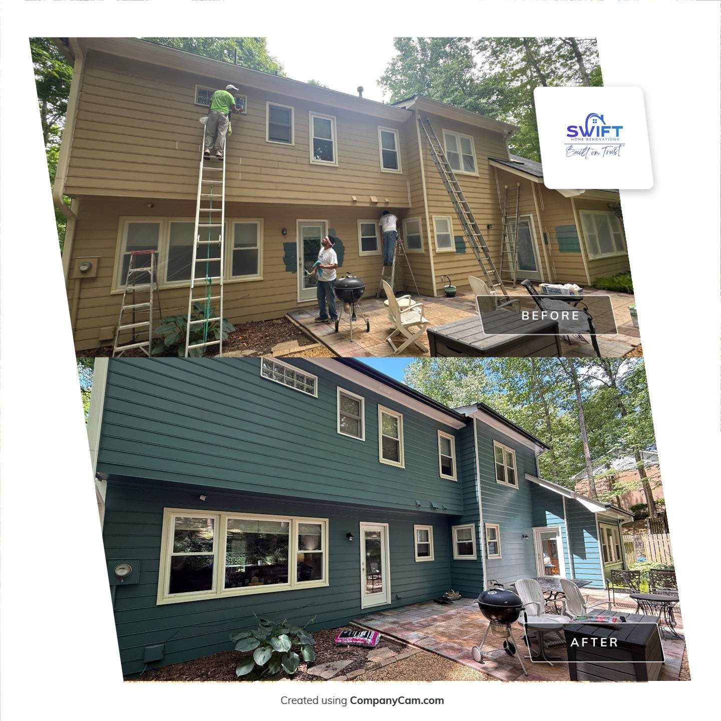 Two-Story Exterior Repainting and Color Transformation in Marietta by Swift Home Renovations