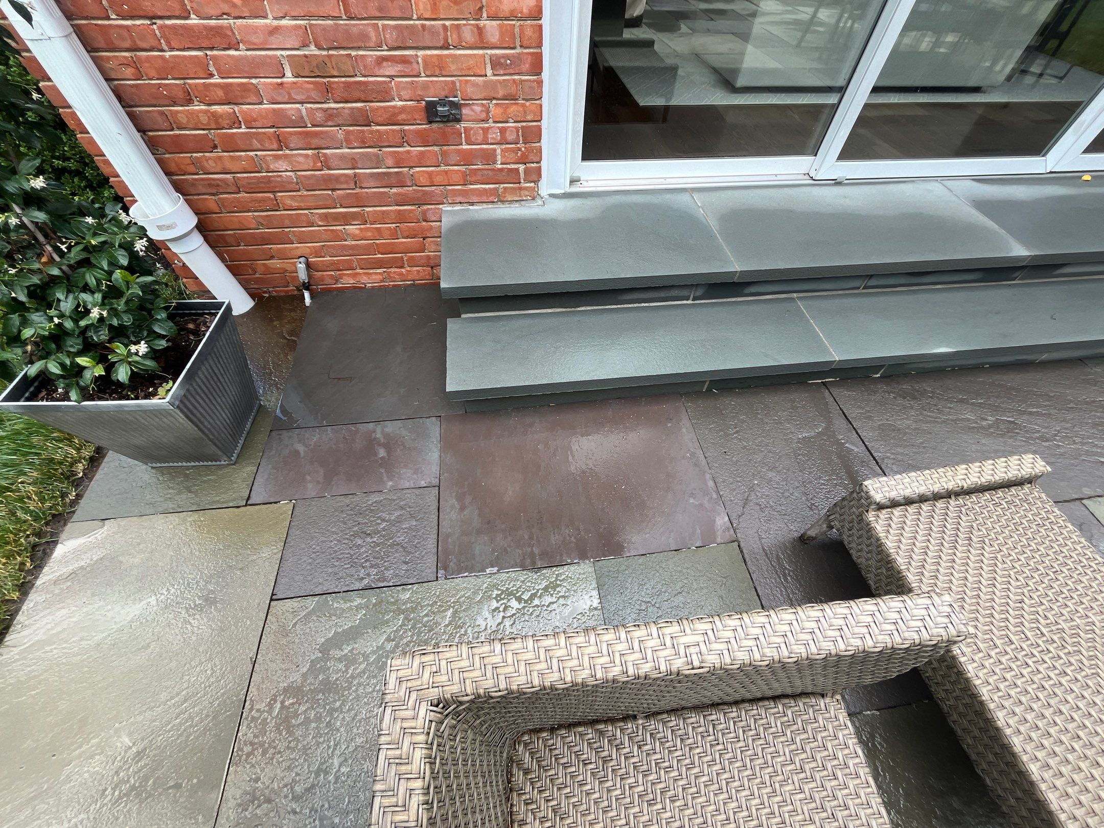 bluestone cleaning using Algaecide, soft wash soap by Northern Power Washing LLC.