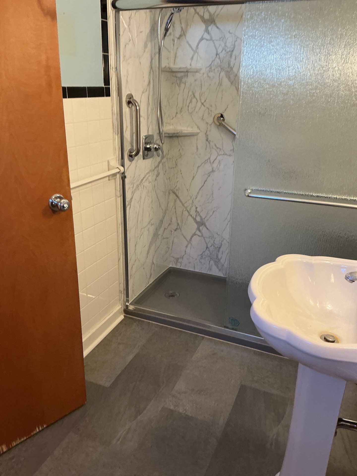 Phase II: Santorini White w/ Concrete Onyx by Rome Bath Remodeling