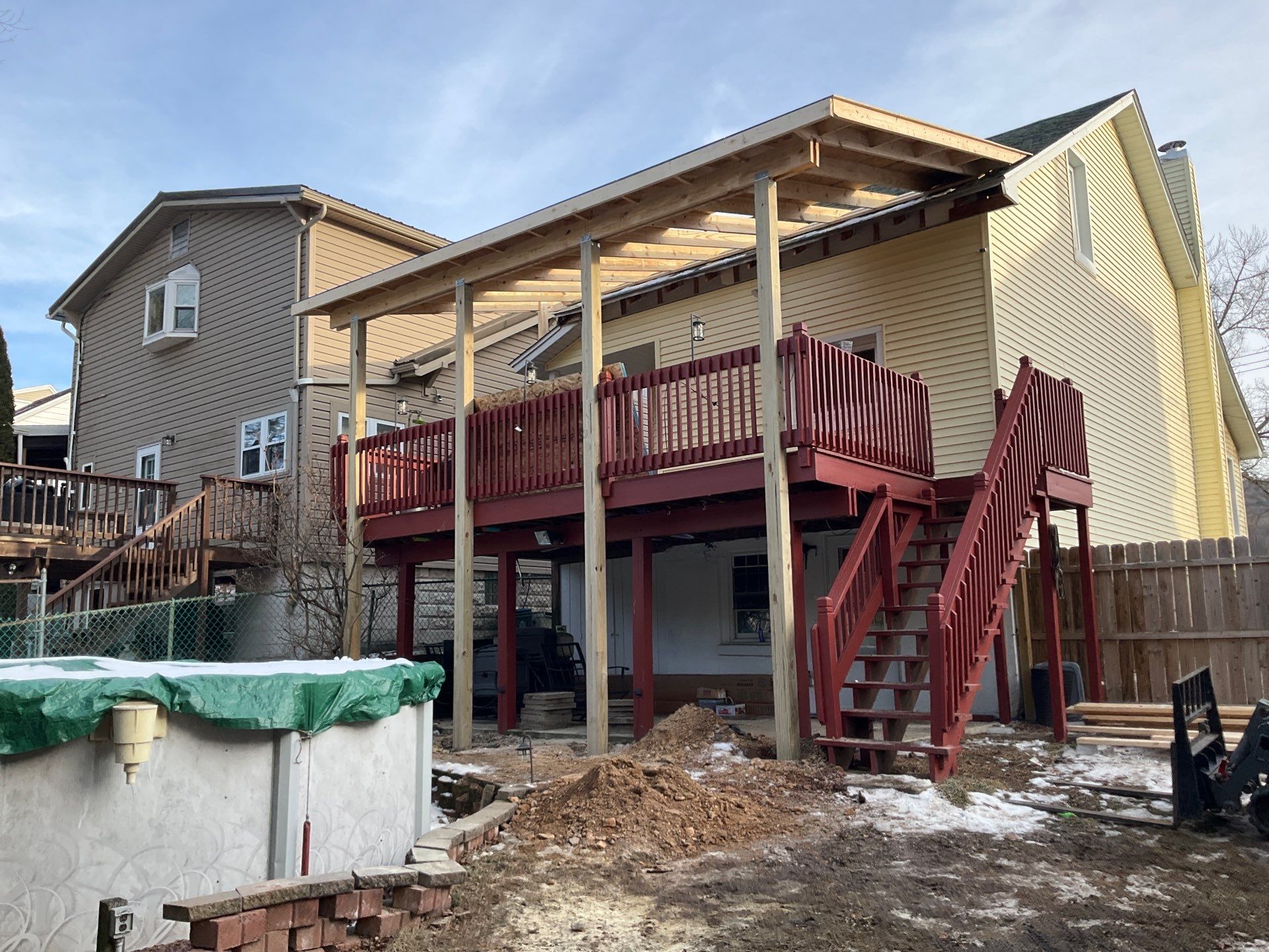 Porch roof Add-On and House Re-Single by Esh Builders
