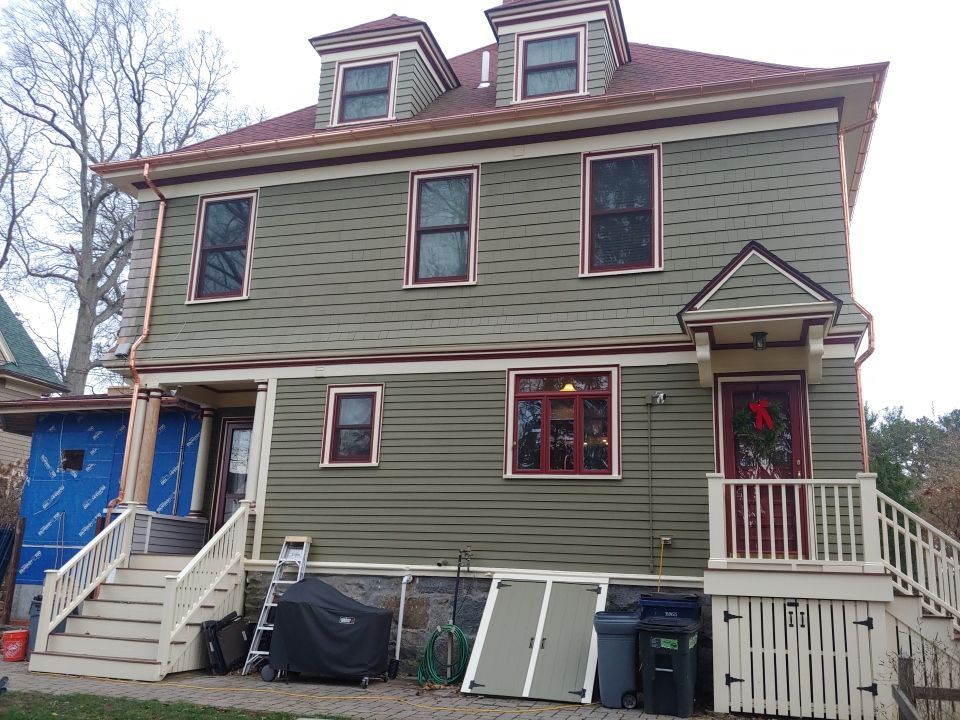 Gutter Installation using 6" Half Round Copper Gutter in West Roxbury by Gutter Pro Enterprises