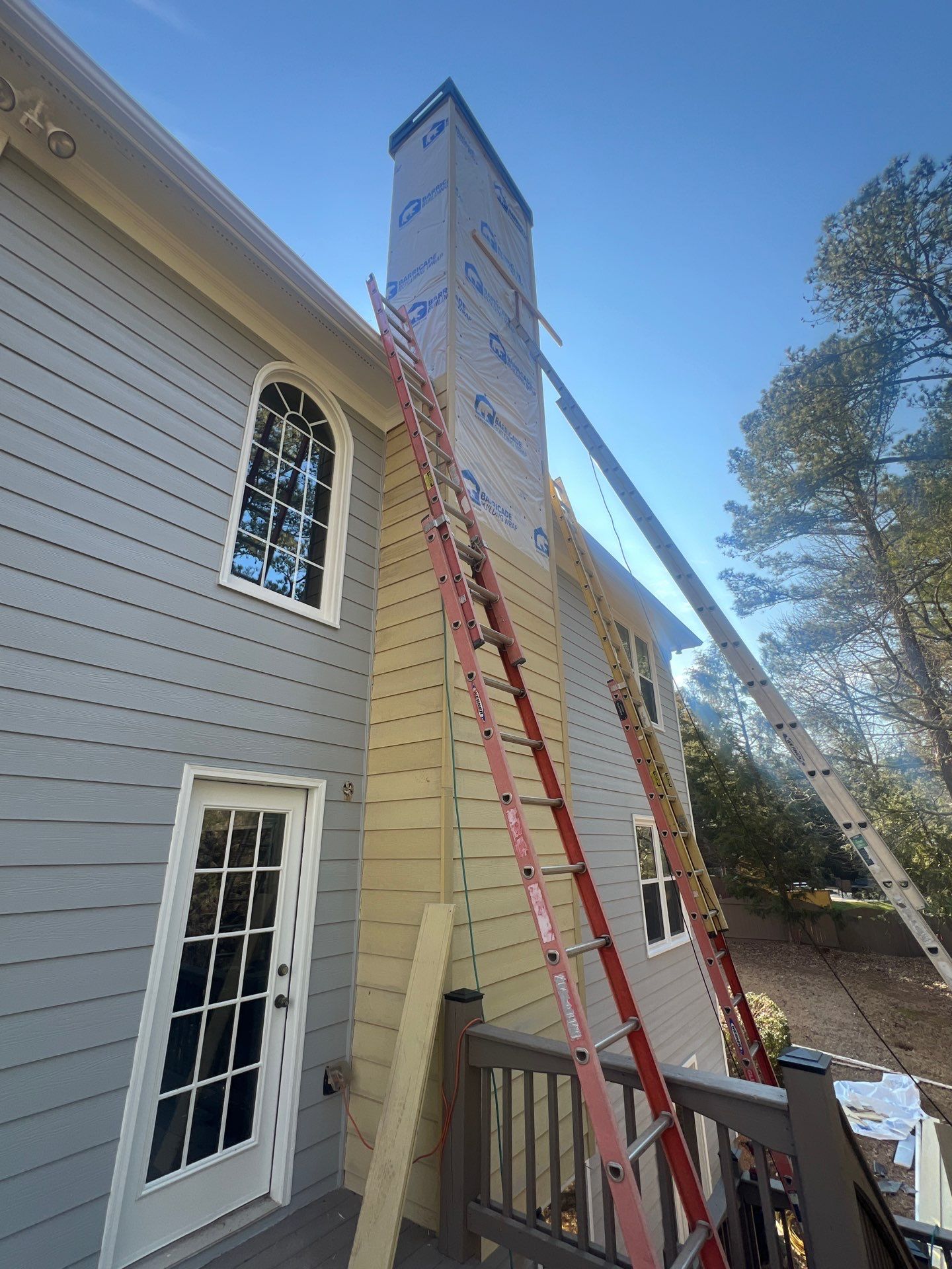 Chimney Siding Reconstruction and Full Exterior Painting in Marietta by Swift Home Renovations